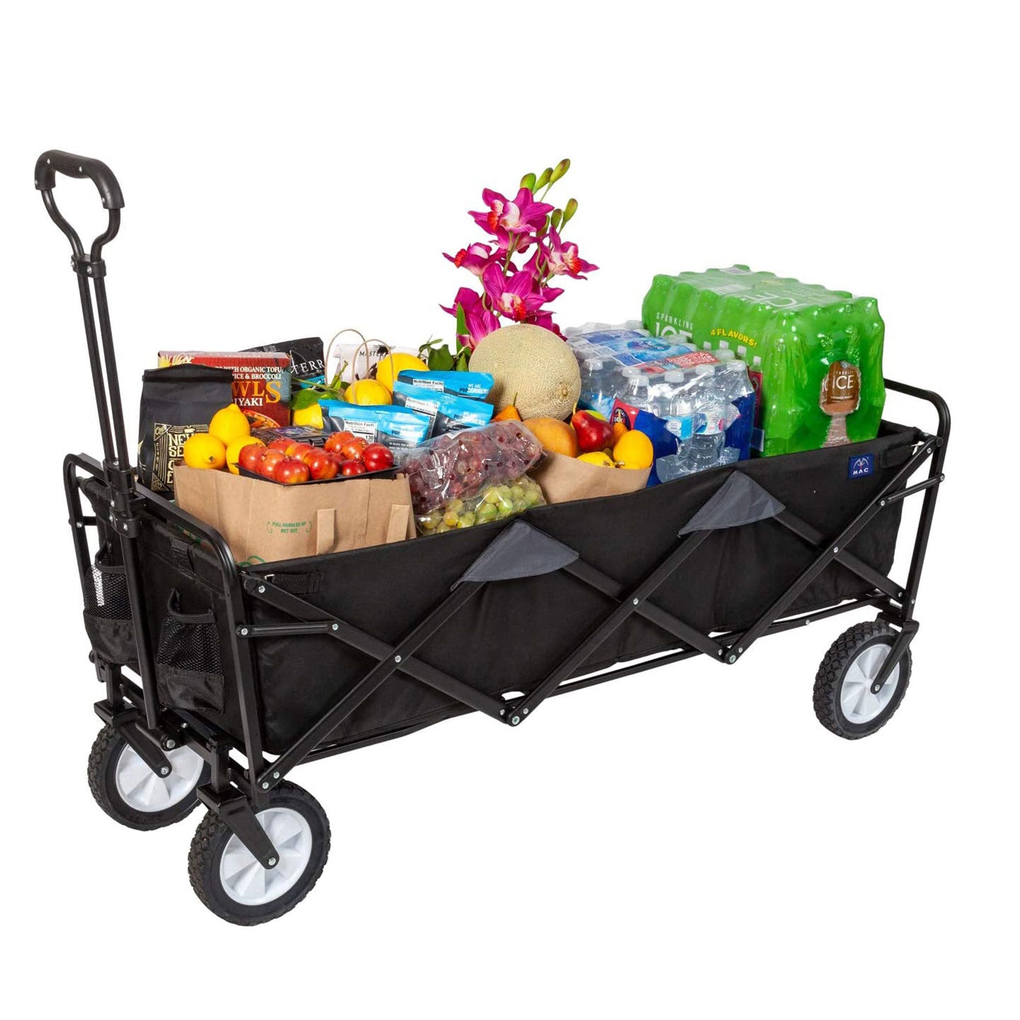 Mac Sports Xtender 52" Extra Long Collapsible Utility Storage Wagon Cart, Black - Smart-nests