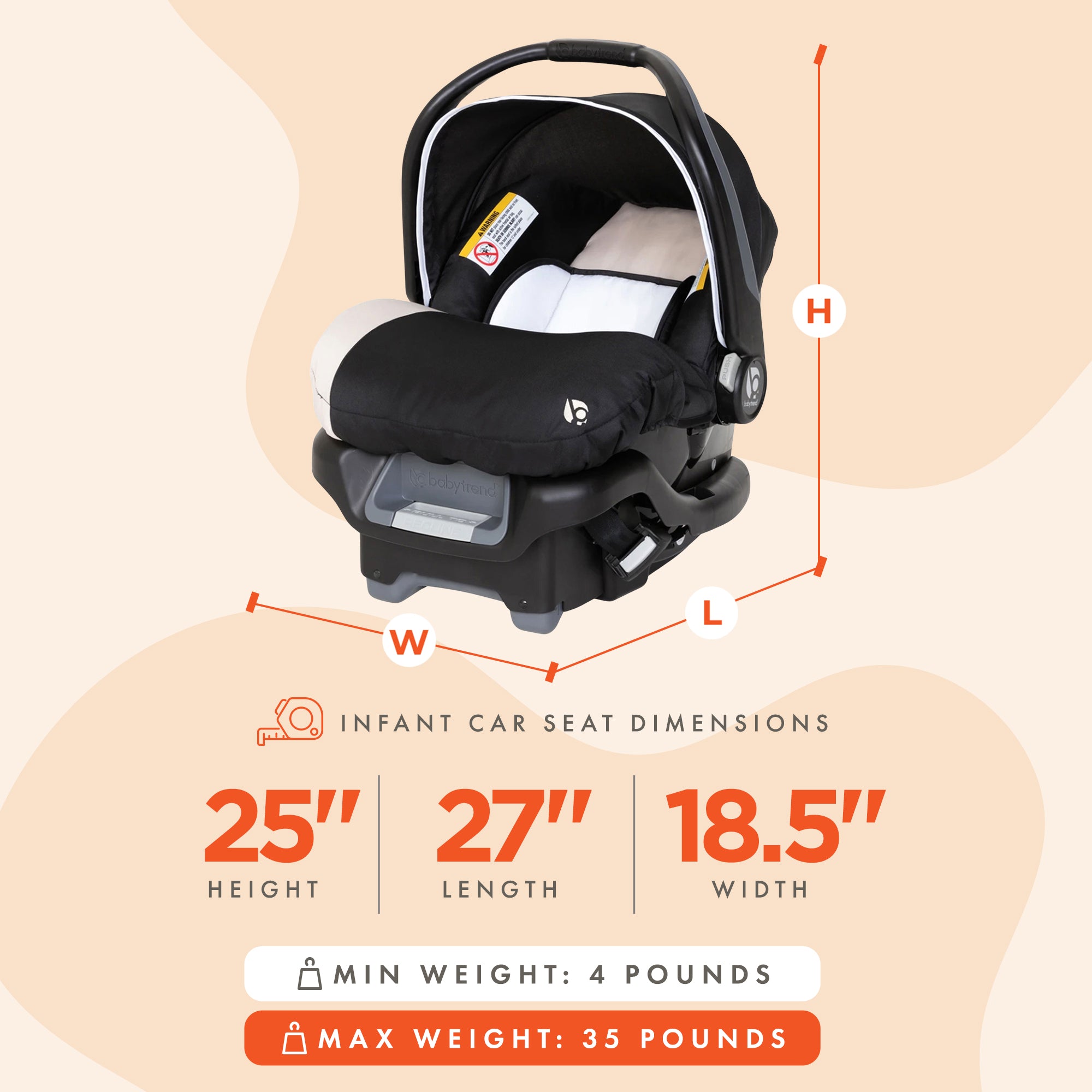 Baby Trend Ally Newborn Baby Infant Car Seat Travel System with Cover, Khaki - Smart-nests