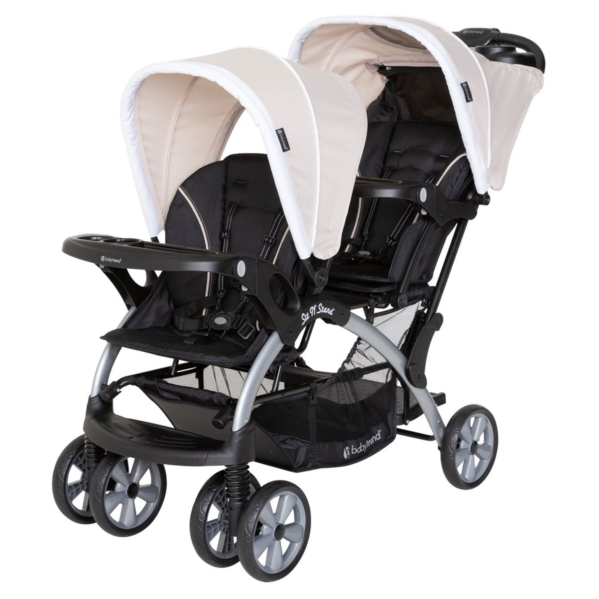 Baby Trend Sit N' Stand Easy Fold Travel Toddler & Baby Double Stroller, Khaki - Smart-nests