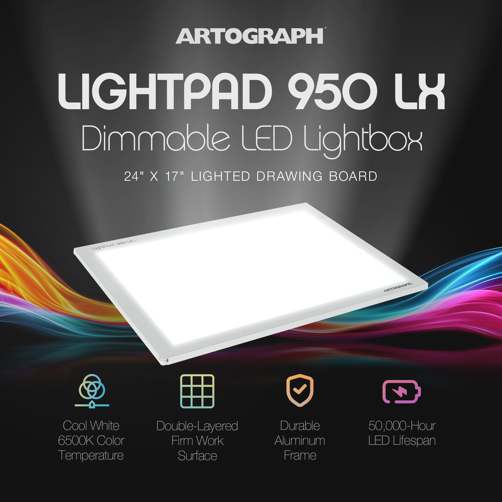 Artograph LightPad 950 LX  24" x 17" Dimmable LED Light Box for Tracing/Drawing - Smart-nests