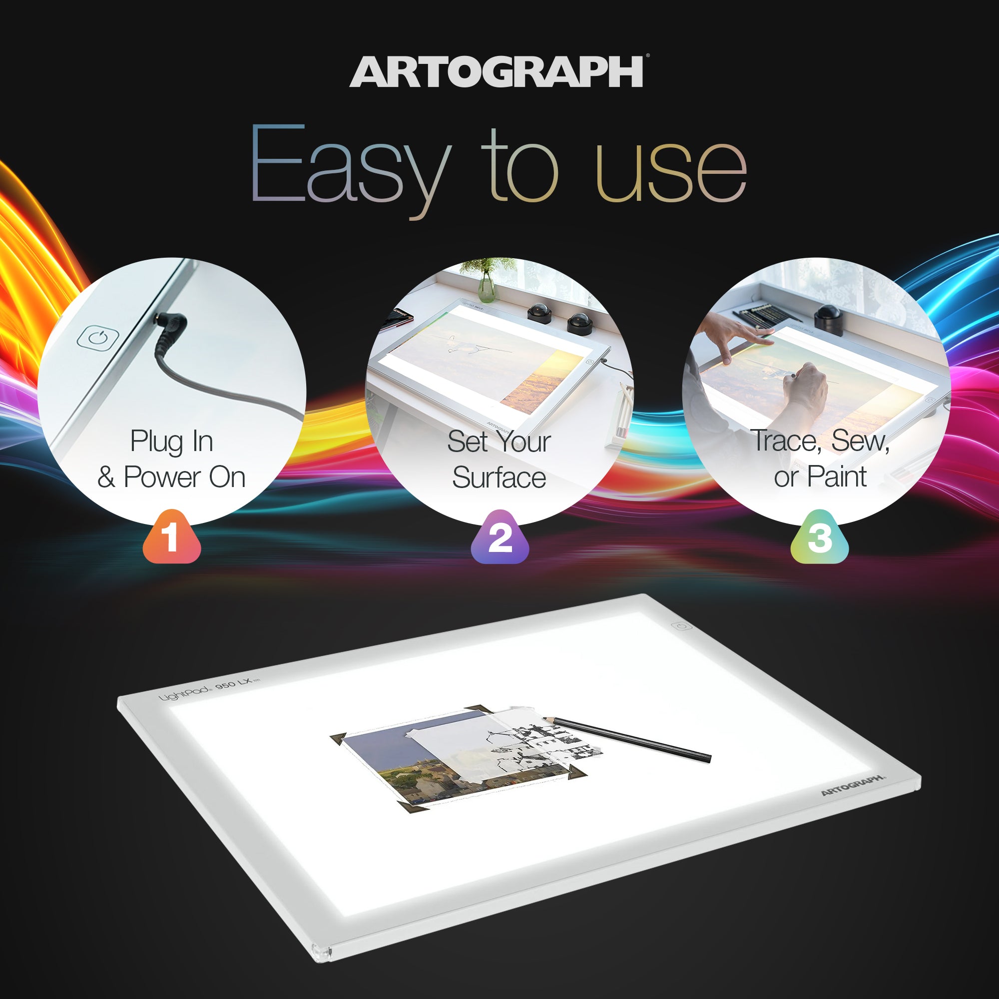 Artograph LightPad 950 LX  24" x 17" Dimmable LED Light Box for Tracing/Drawing - Smart-nests