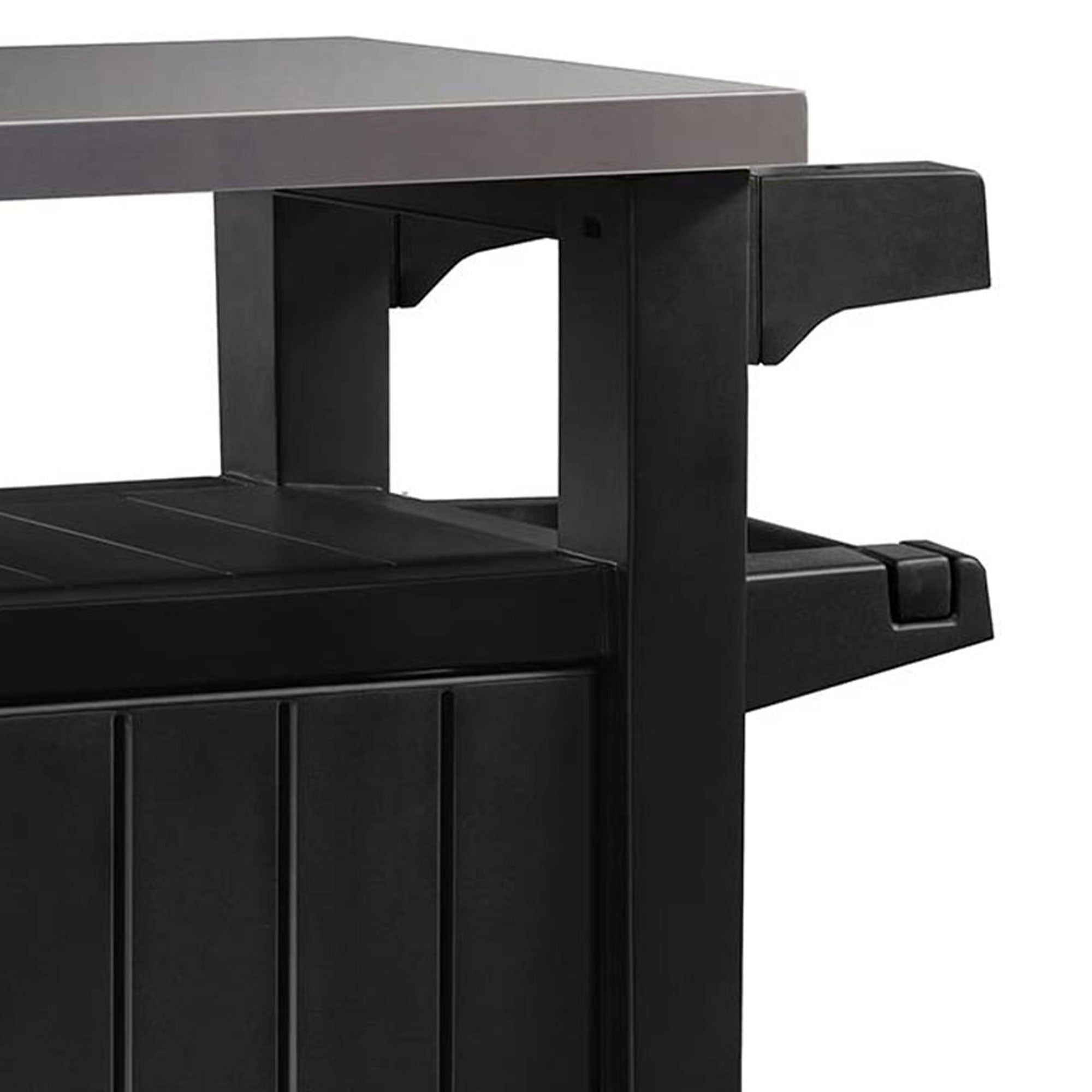 Keter Unity 40 Gal Patio Storage Grilling Bar Cart w/ Stainless Steel Top, Grey - Smart-nests