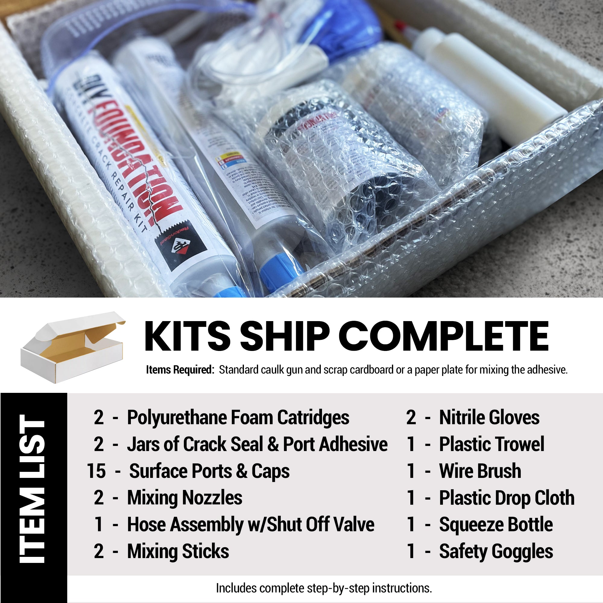 RadonSeal Concrete Foundation Crack DIY Repair Kit for Basement Wall Cracks - Smart-nests