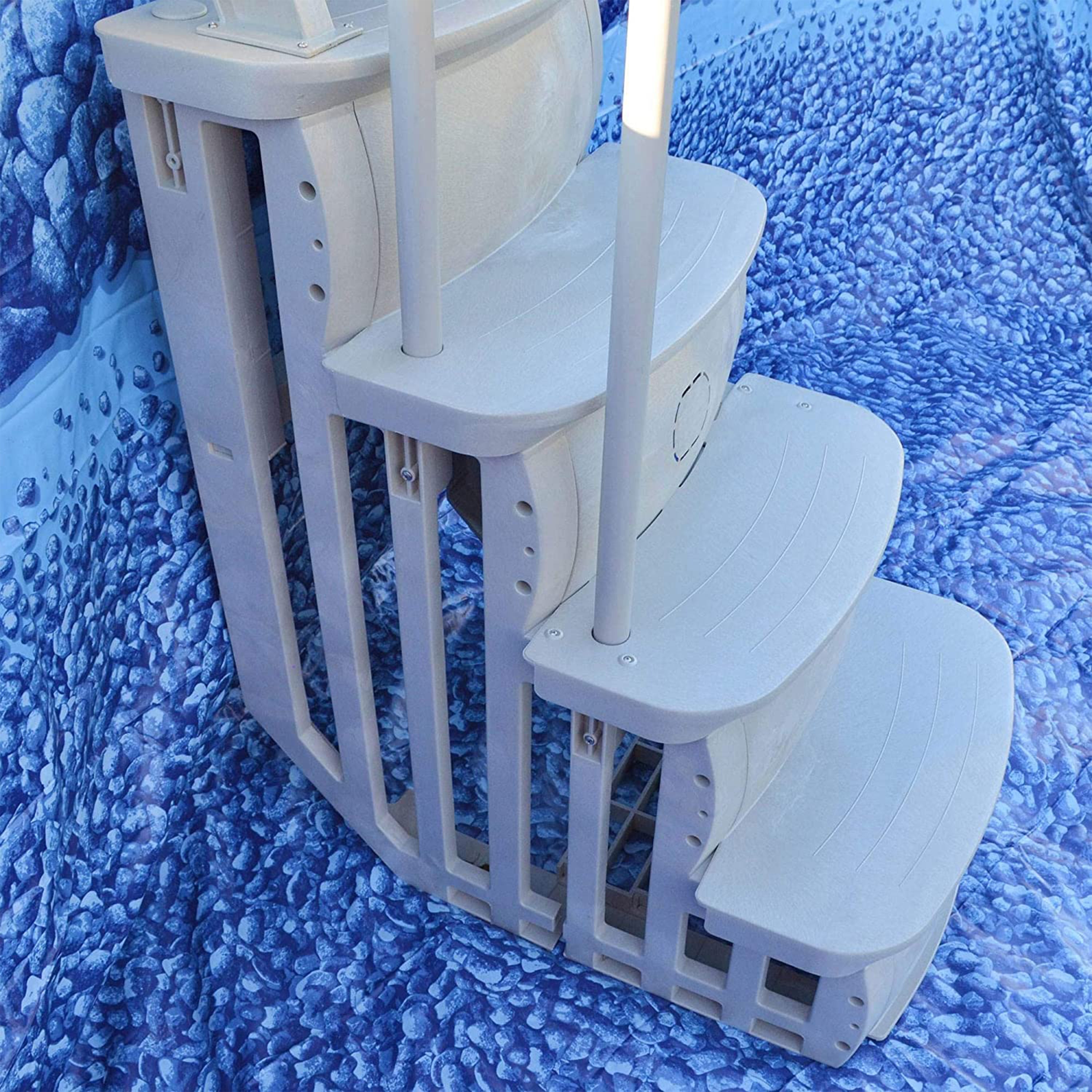 Main Access Smart Step 24 Inch Wide Swimming Pool Entrance w/ Hand Rail, Taupe - Smart-nests