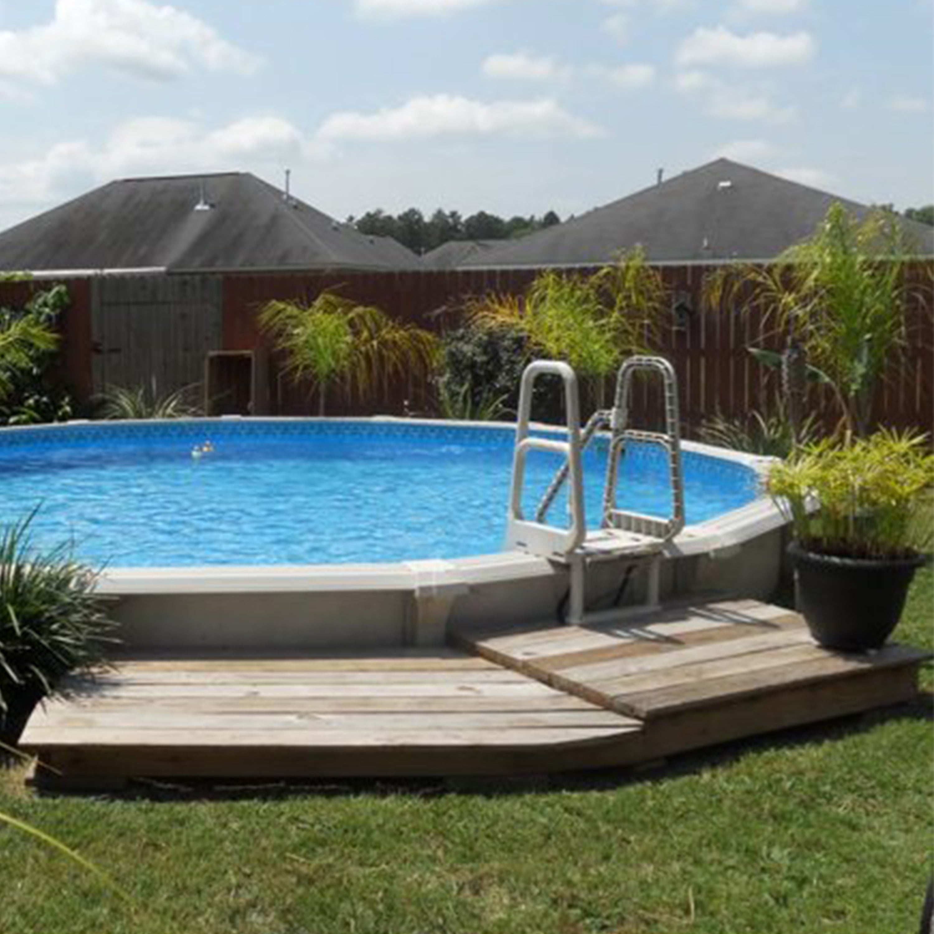 Main Access Smart Step 24 Inch Wide Swimming Pool Entrance w/ Hand Rail, Taupe - Smart-nests