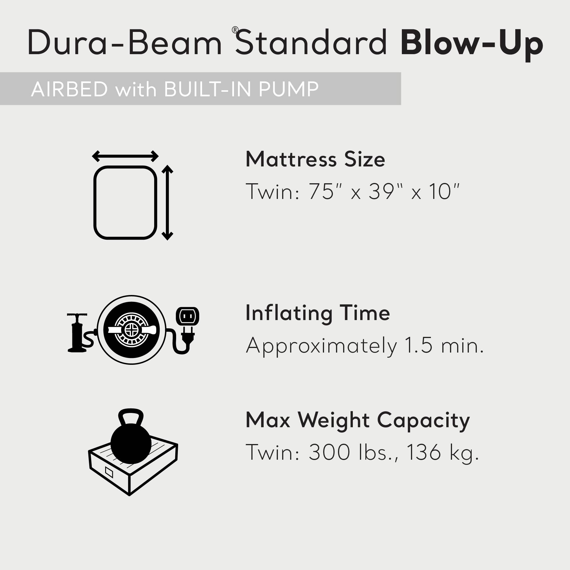 Intex Dura Pillow Rest Classic Blow Up Mattress Air Bed with Built In Pump, Twin - Smart-nests