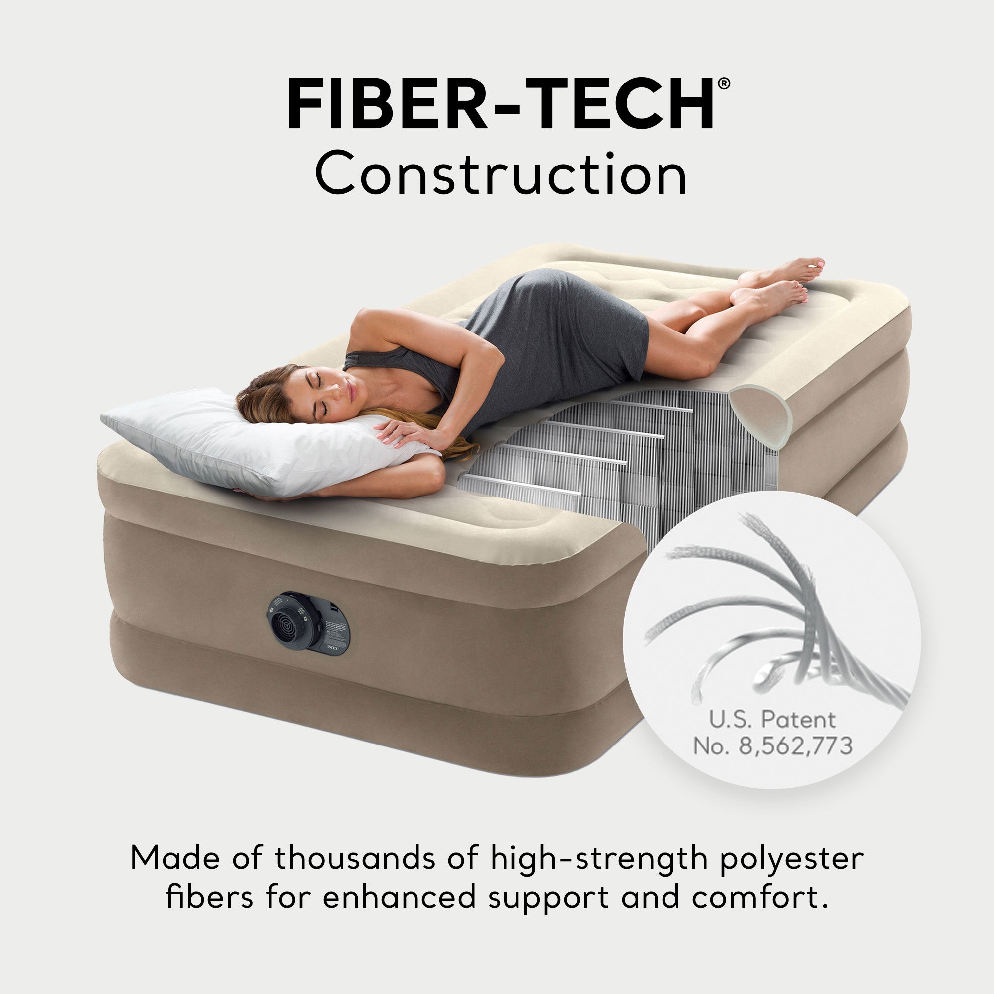 Intex 64427ED Dura-Beam Deluxe Ultra Plush Air Mattress with Built-in Pump, Twin - Smart-nests