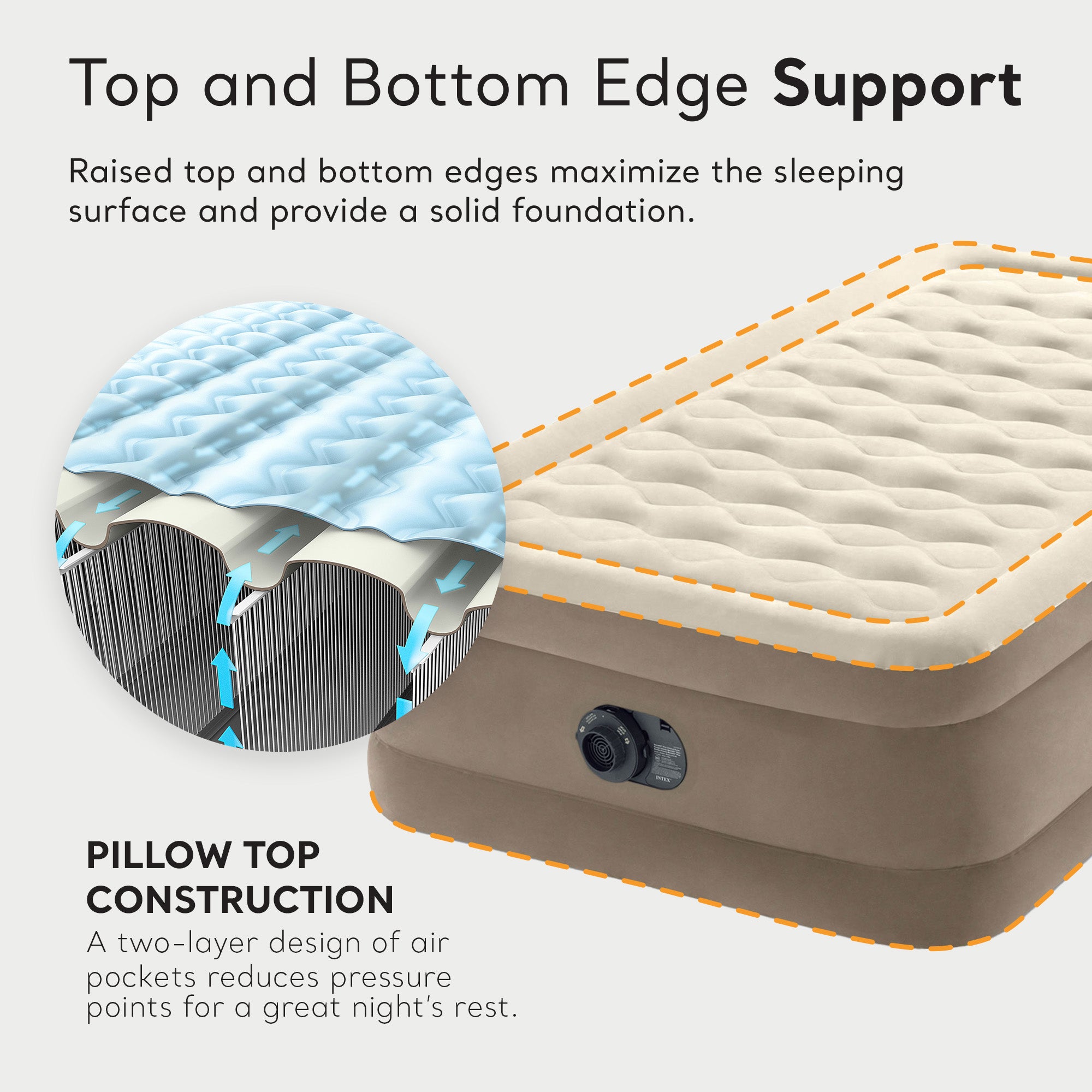 Intex 64427ED Dura-Beam Deluxe Ultra Plush Air Mattress with Built-in Pump, Twin - Smart-nests