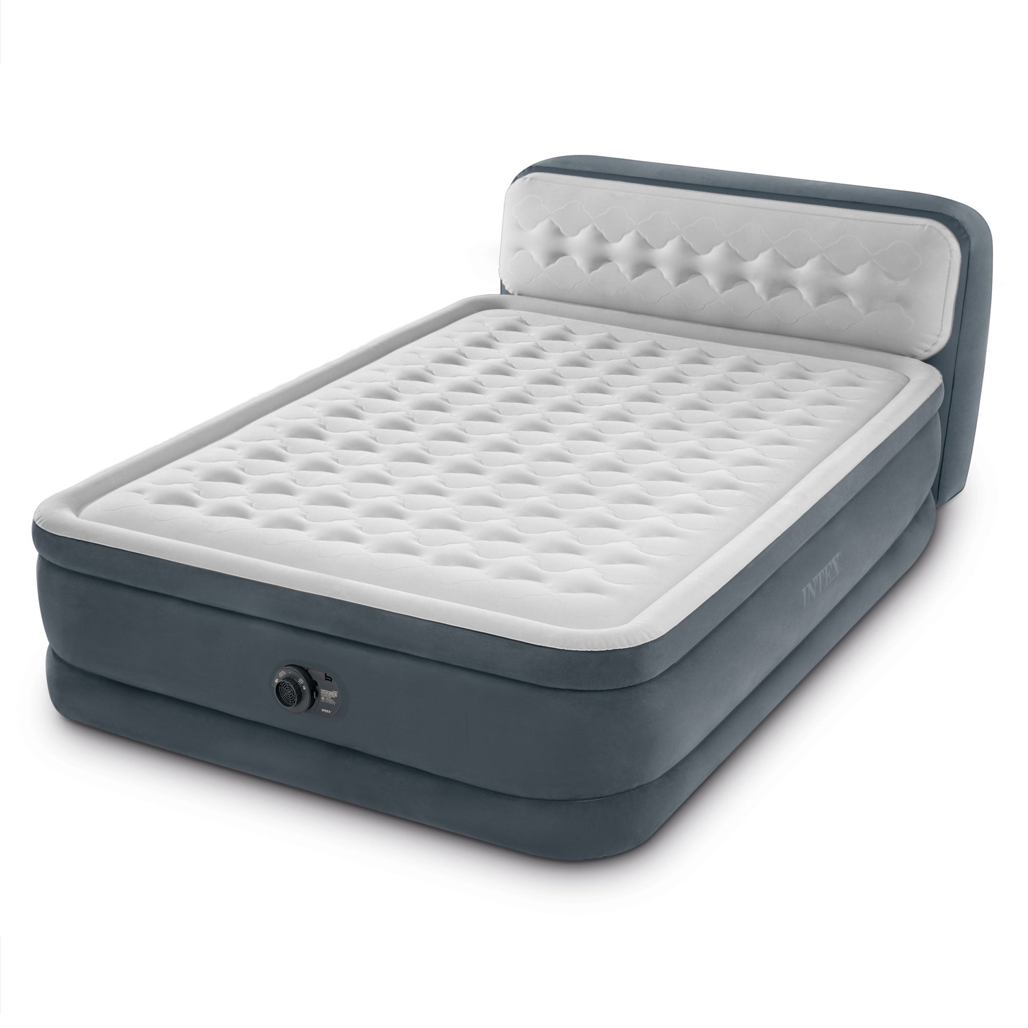 Intex Dura-Beam Deluxe Ultra Plush Headboard Queen Mattress with Built-In Pump - Smart-nests