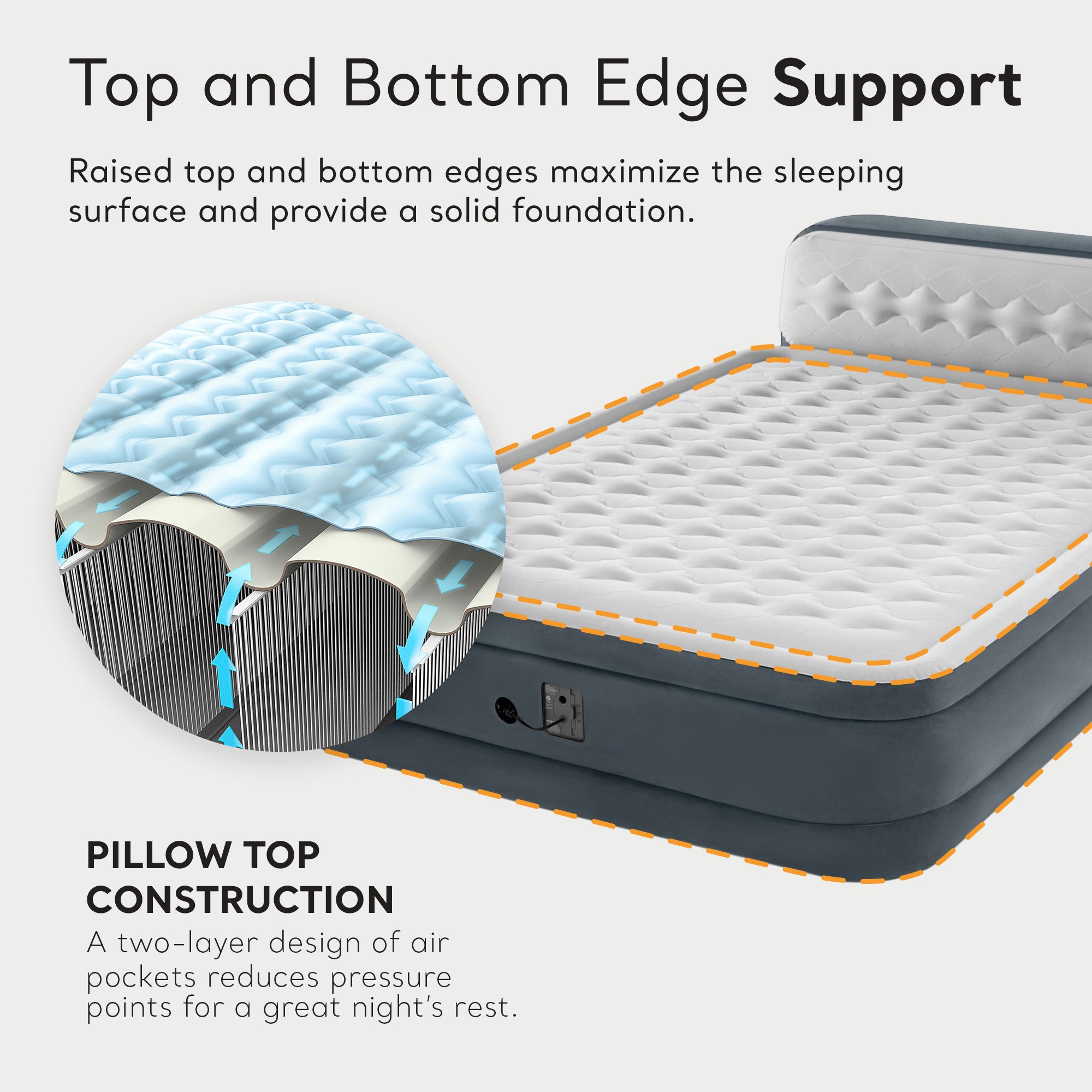 Intex Dura-Beam Deluxe Ultra Plush Headboard Queen Mattress with Built-In Pump - Smart-nests