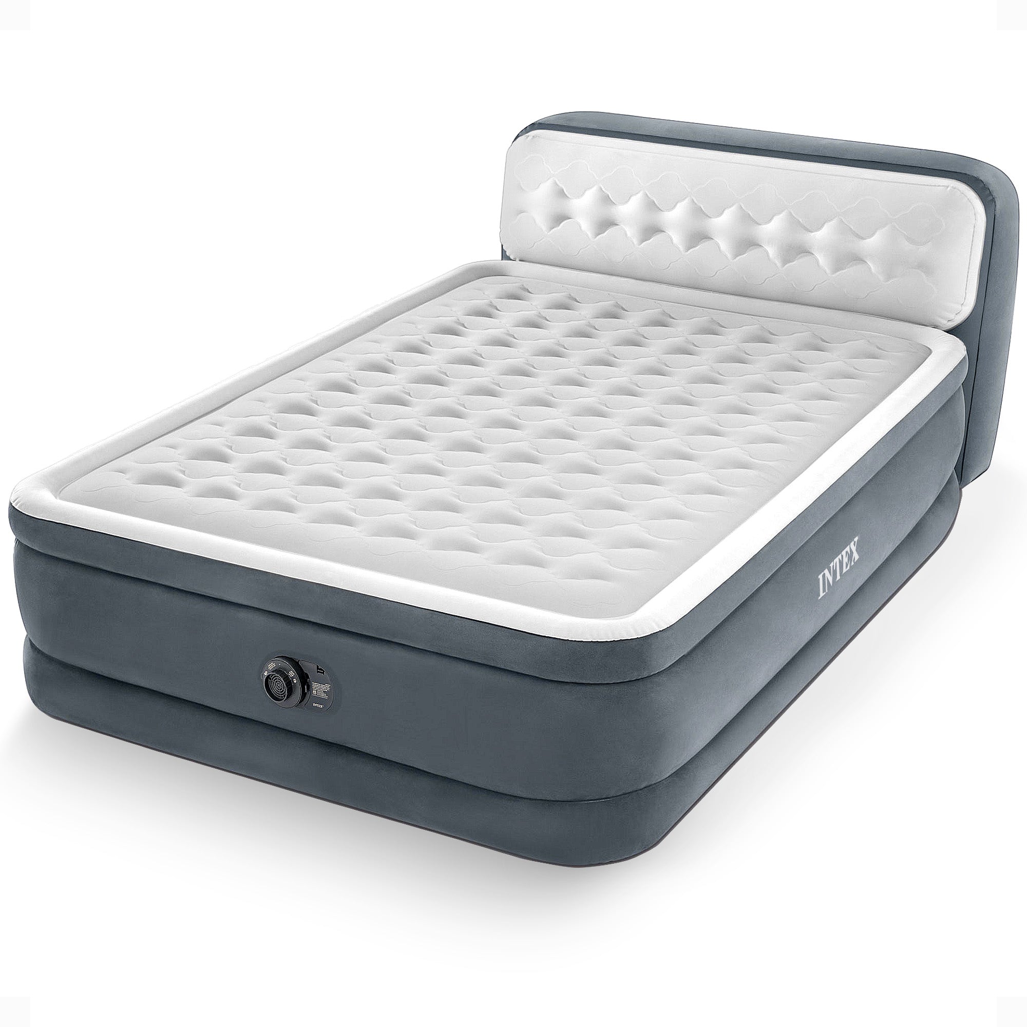 Intex Dura-Beam Deluxe Ultra Plush Headboard Queen Mattress with Built-In Pump - Smart-nests