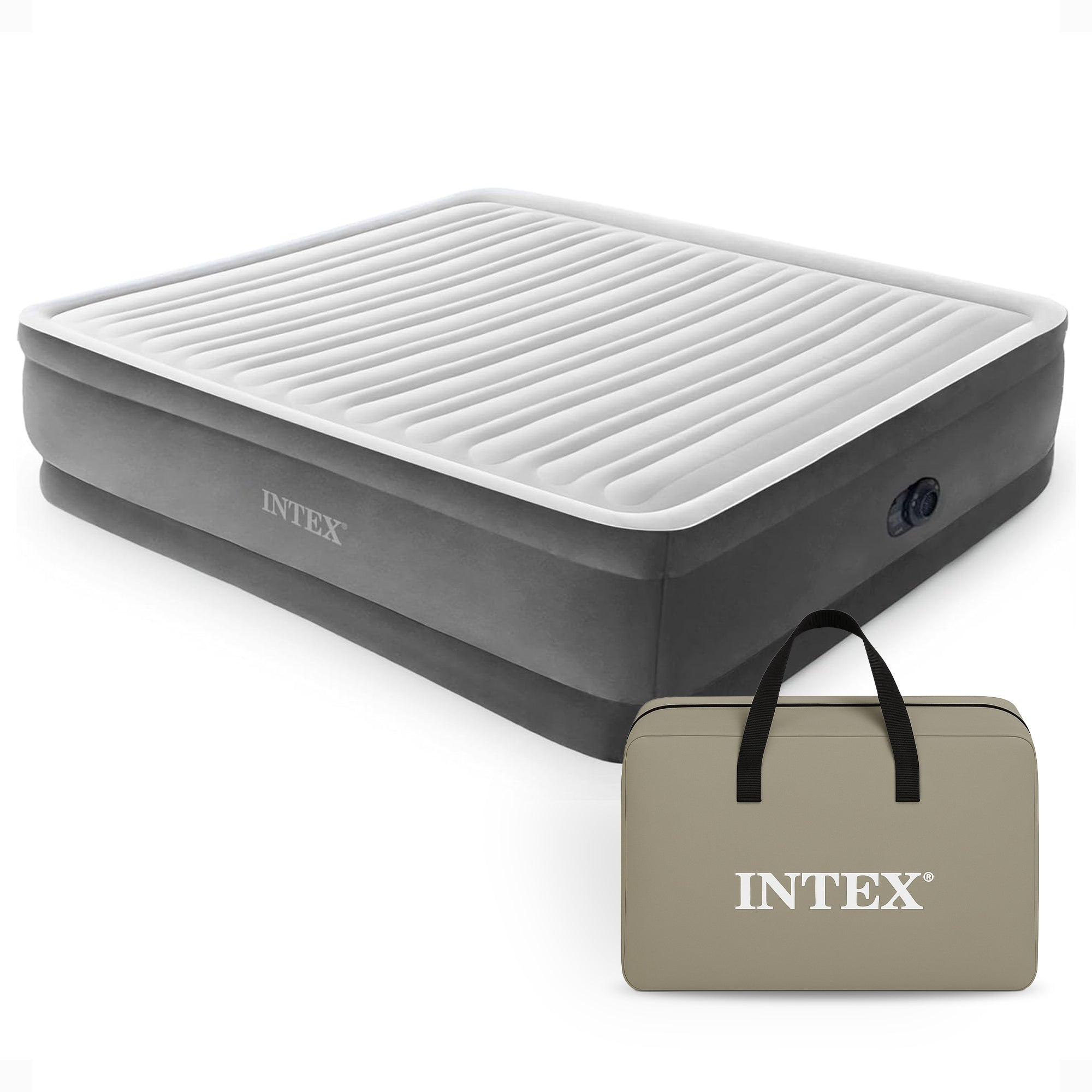Intex 18" Inflatable Elevated Premium Comfort Airbed with Built-In Pump, King