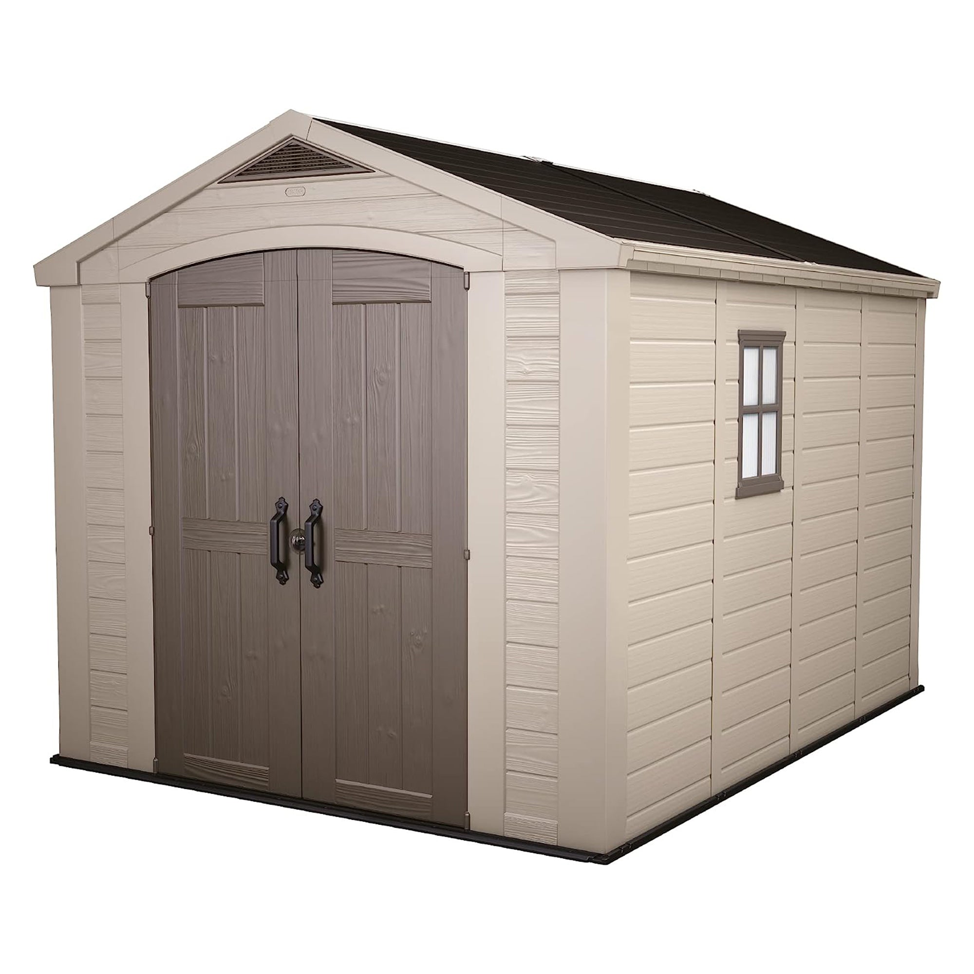 Keter 211203 Factor 8 x 11 All Weather Resistant Outdoor Storage Shed, Taupe - Smart-nests