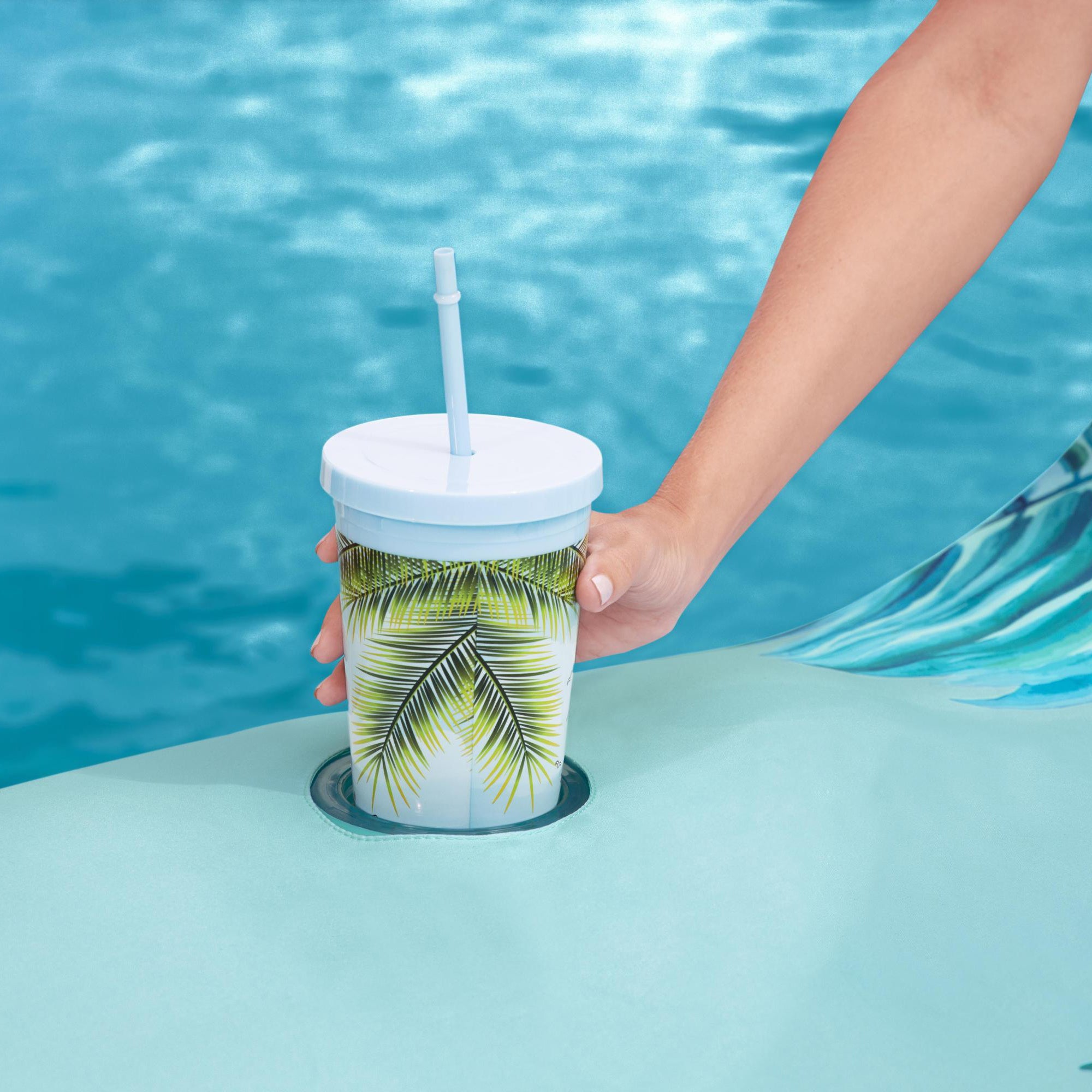 Bestway H2OGO! Luxury Fabric Covered 64" Inflatable Pool Lounger Float, Blue - Smart-nests