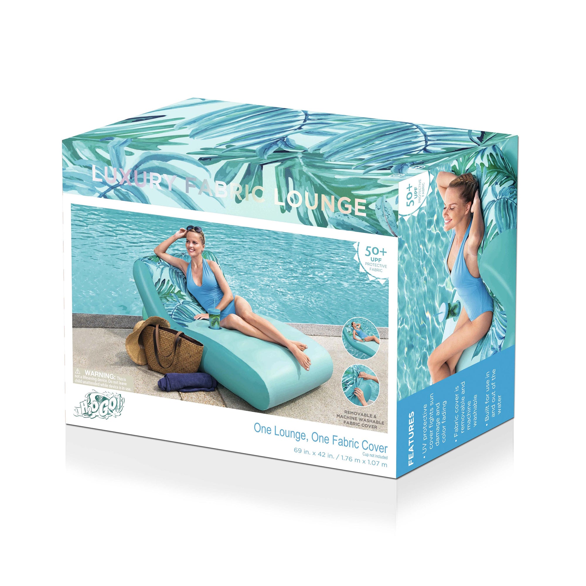 Bestway H2OGO! Luxury Fabric Covered 64" Inflatable Pool Lounger Float, Blue - Smart-nests
