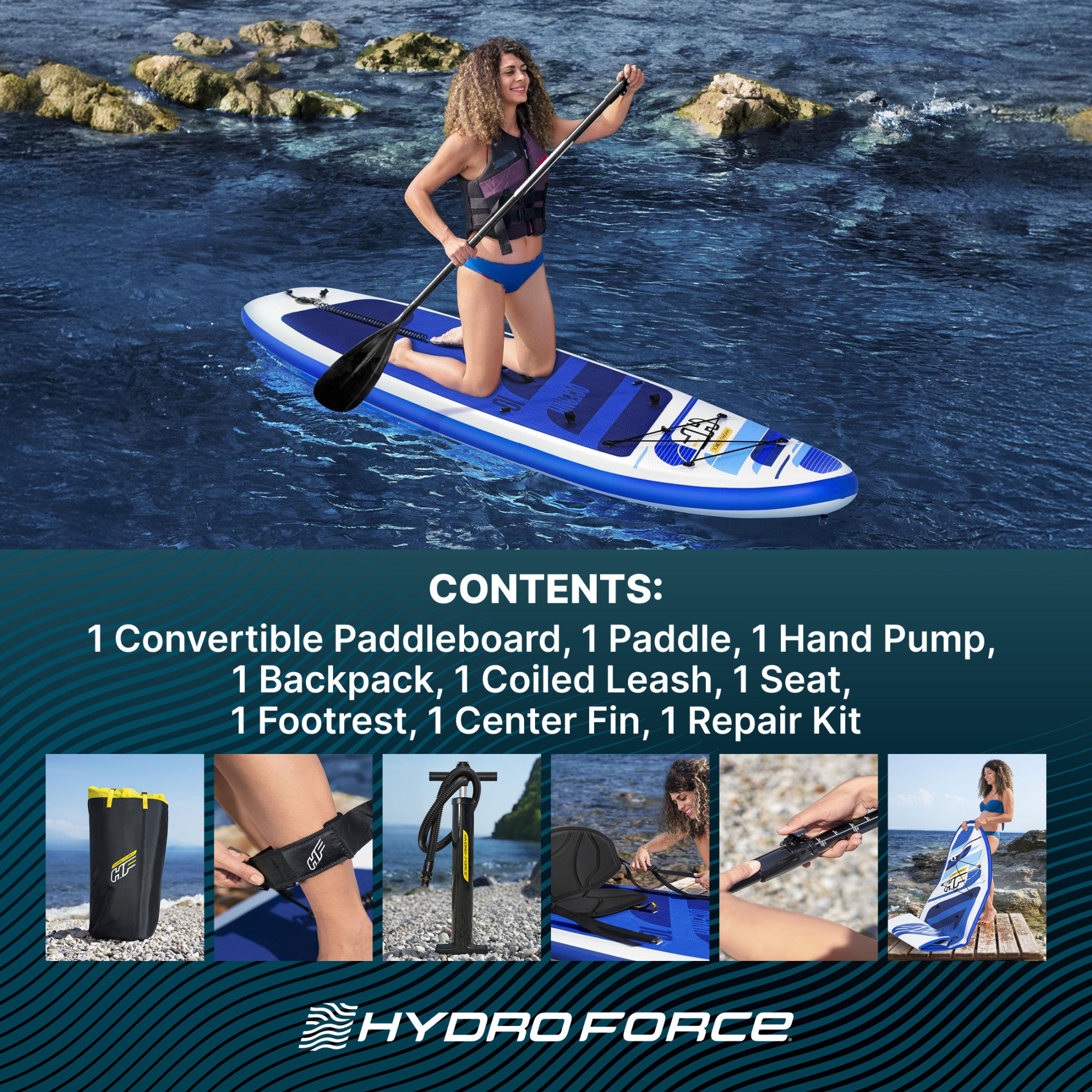 Bestway Hydro-Force Oceana Inflatable Stand-Up Paddle Board and Kayak Water Set - Smart-nests