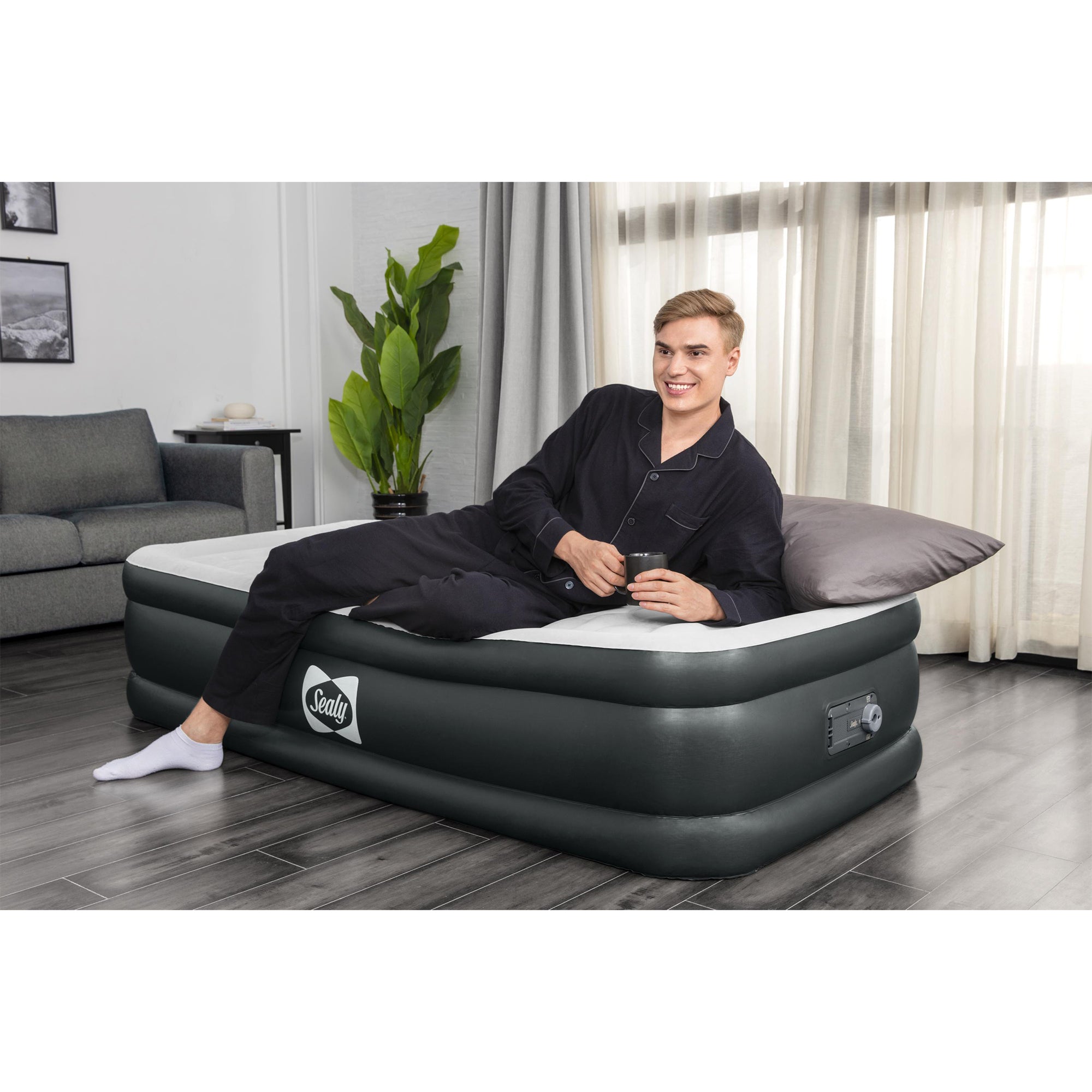 Sealy Tritech Twin Sized 18" Air Mattress Bed 2 Person w/Built-In AC Pump & Bag - Smart-nests
