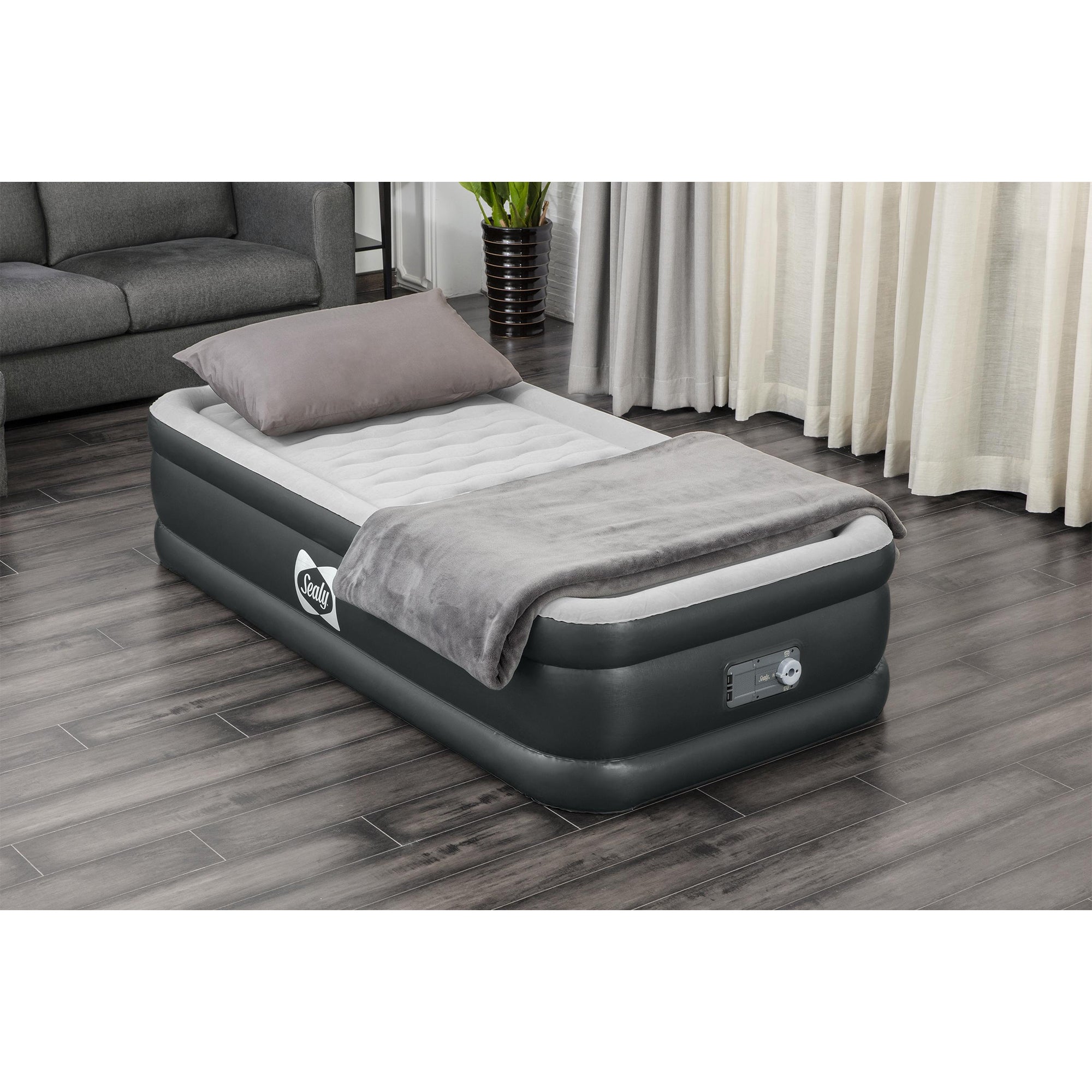 Sealy Tritech Twin Sized 18" Air Mattress Bed 2 Person w/Built-In AC Pump & Bag - Smart-nests