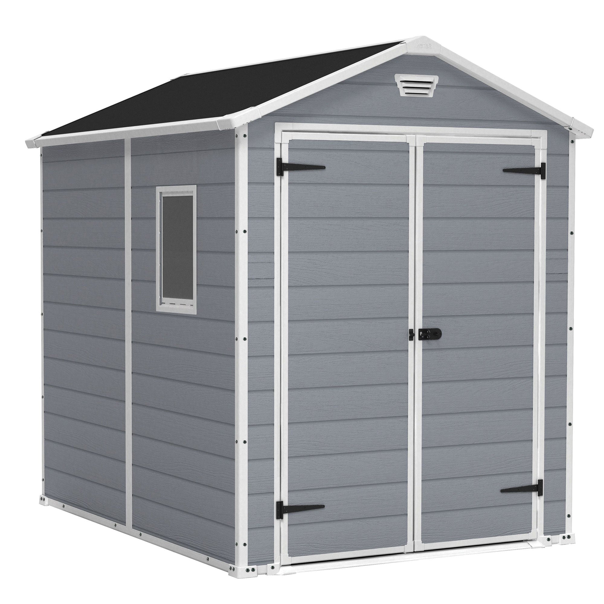 Keter 213413 Manor 6 X 8 Foot Resin All Weather Outdoor Tool Storage Shed, Grey - Smart-nests