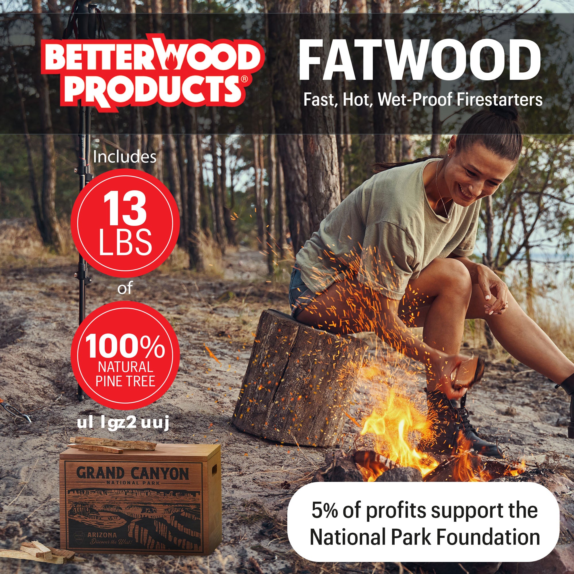 Better Wood Products Protect the Parks Fatwood Firestarter Sticks, Grand Canyon - Smart-nests