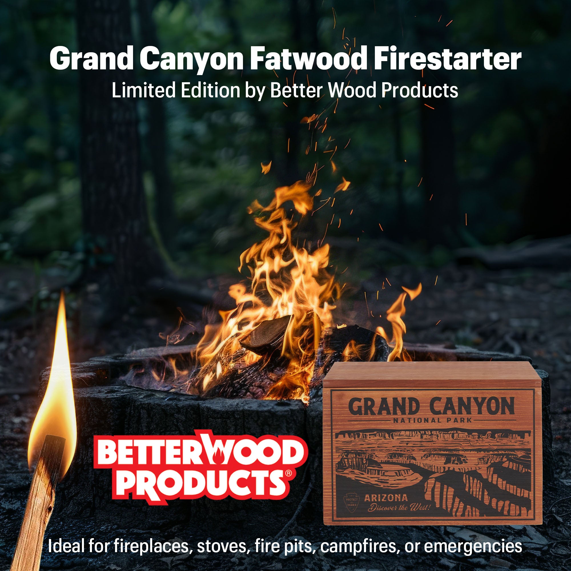 Better Wood Products Protect the Parks Fatwood Firestarter Sticks, Grand Canyon - Smart-nests