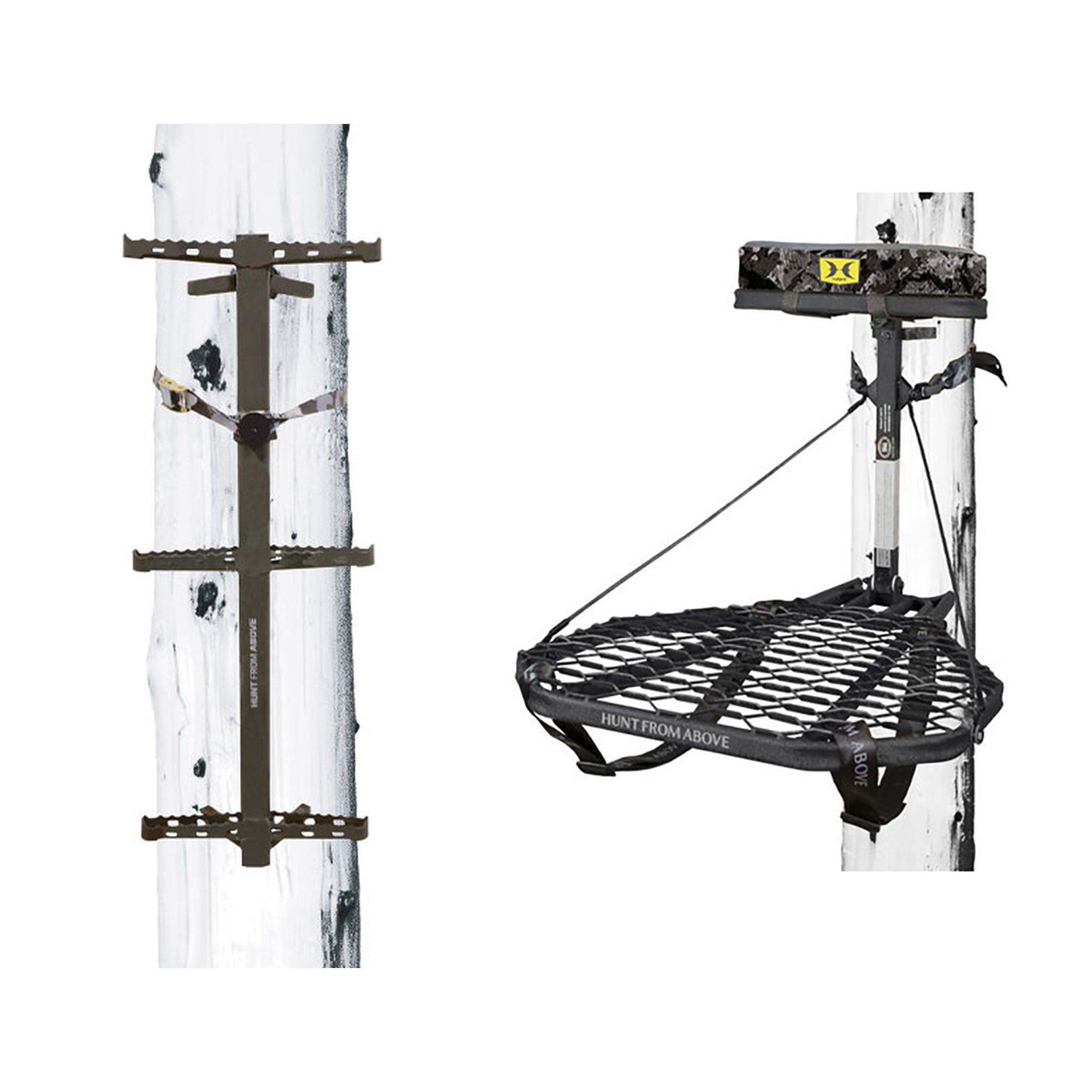 Hawk Ranger Traction Climbing Sticks with Treestand and Full Body Safety Harness - Smart-nests