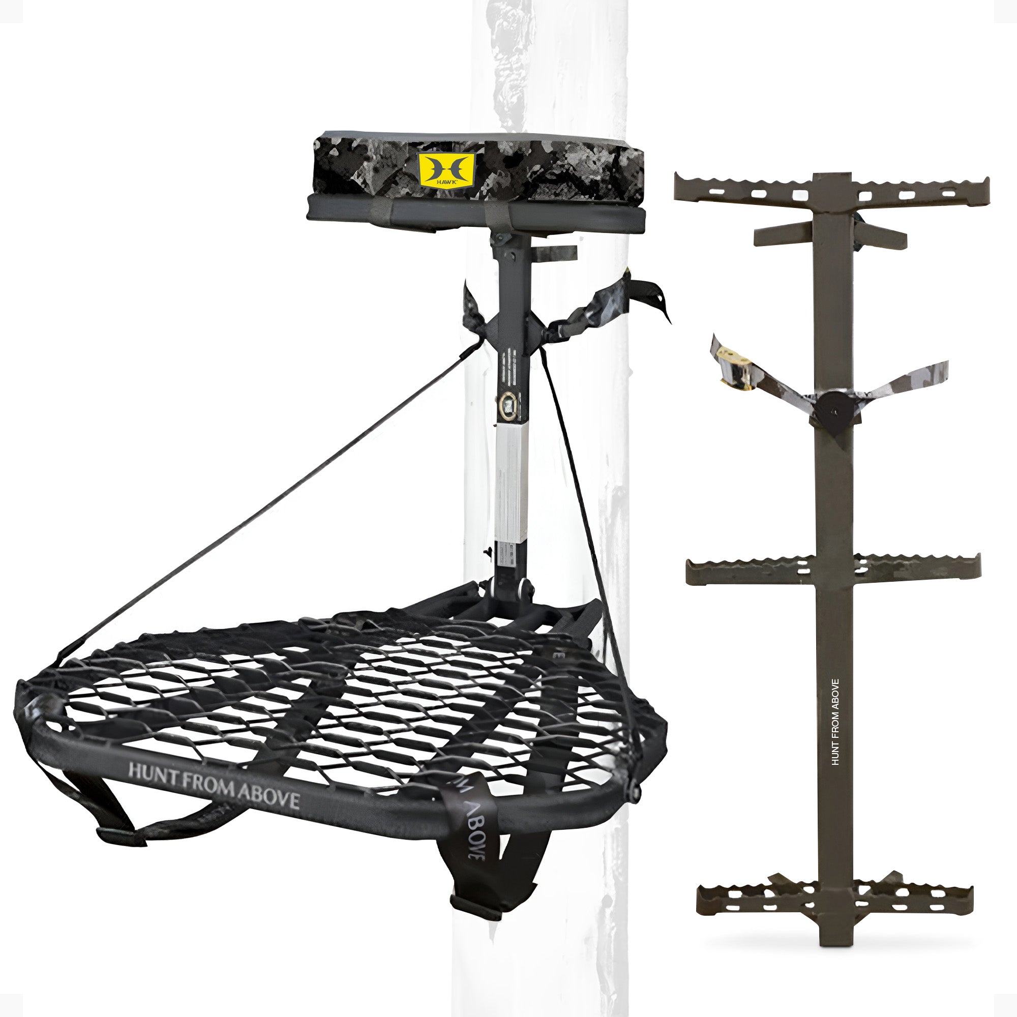 Hawk Ranger Traction Climbing Sticks with Treestand and Full Body Safety Harness - Smart-nests