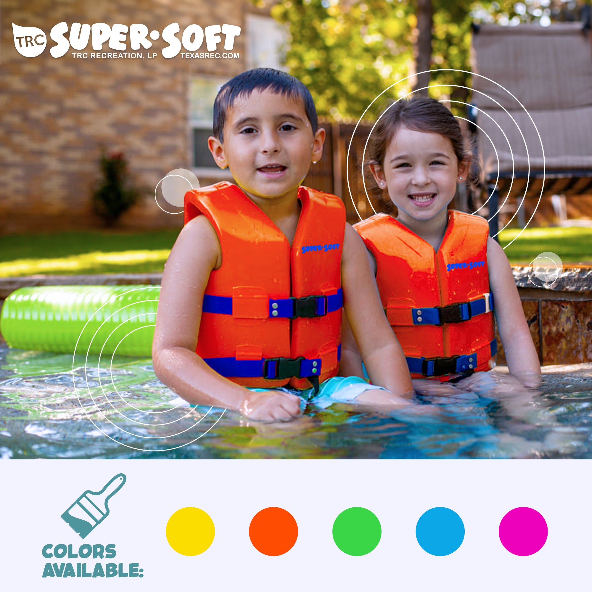 TRC Recreation Super Soft Child Life Jacket Swim Vest, Small, Sunset Orange - Smart-nests