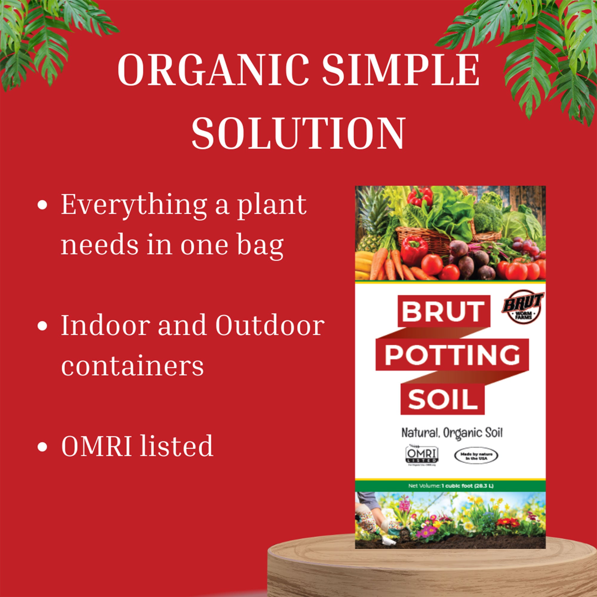 Brut Organic Potting Soil, 1 CF,  Indoor and Outdoor Container Plants - Smart-nests