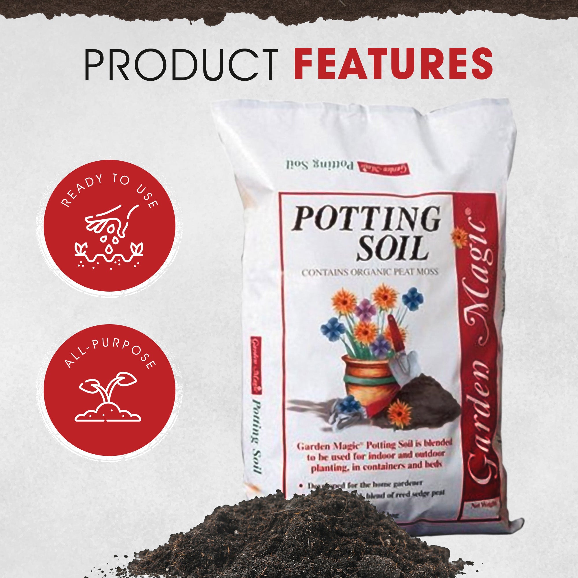Michigan Peat 5720 Garden Magic General Purpose Potting Soil Mix, 20 Pound Bag - Smart-nests