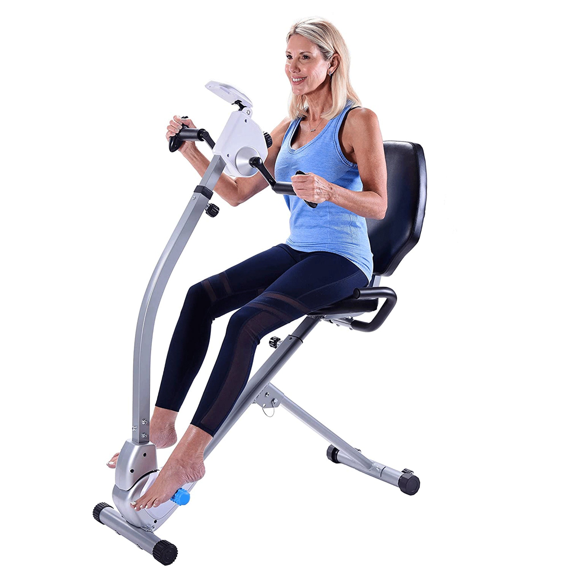 Stamina Upright Seated Indoor Cardio Exercise Bike w/ Upper Body Exerciser, Gray - Smart-nests