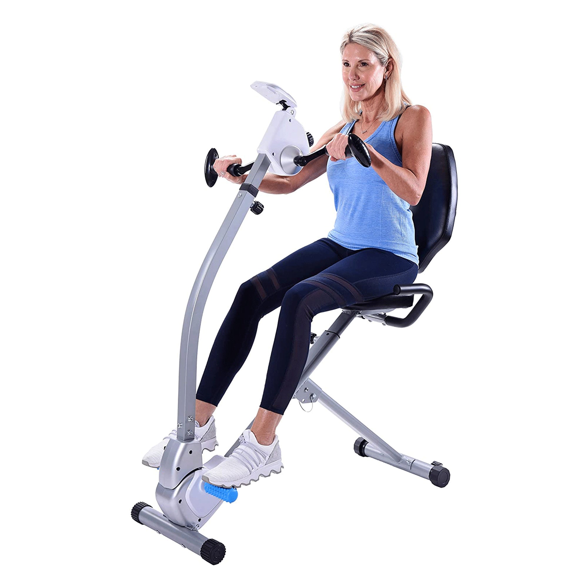 Stamina Upright Seated Indoor Cardio Exercise Bike w/ Upper Body Exerciser, Gray - Smart-nests