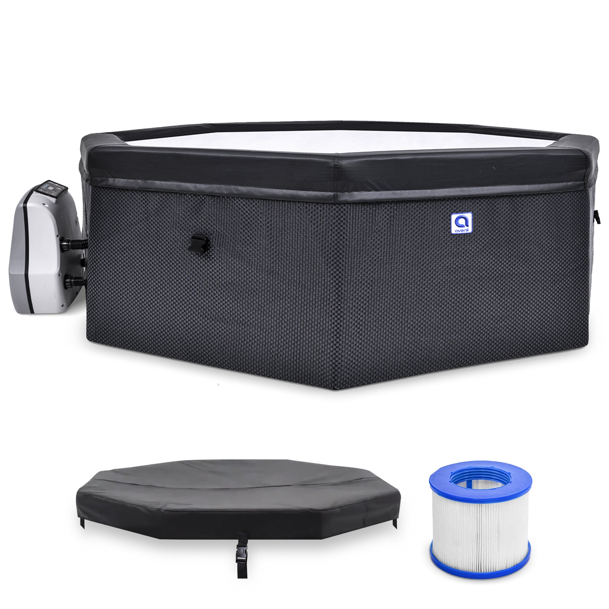 1,200 Liter 65 inch 6 Person Rigid Foam Wall Hot Tub Spa, Black (For Parts) - Smart-nests
