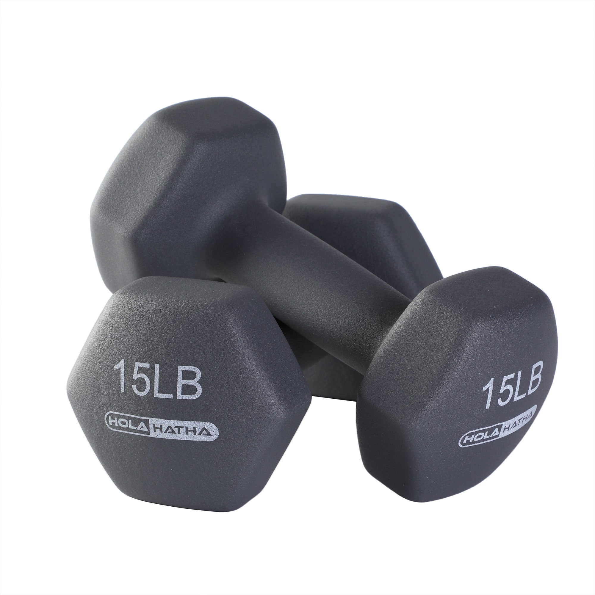 HolaHatha 5, 10, and 15 Pound Neoprene Dumbbell Free Hand Weight Set with Rack - Smart-nests