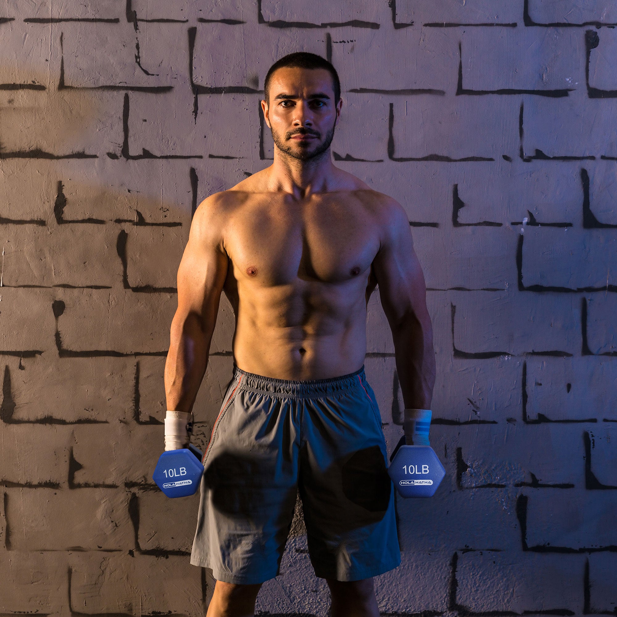 HolaHatha 5, 10, and 15 Pound Neoprene Dumbbell Free Hand Weight Set with Rack - Smart-nests