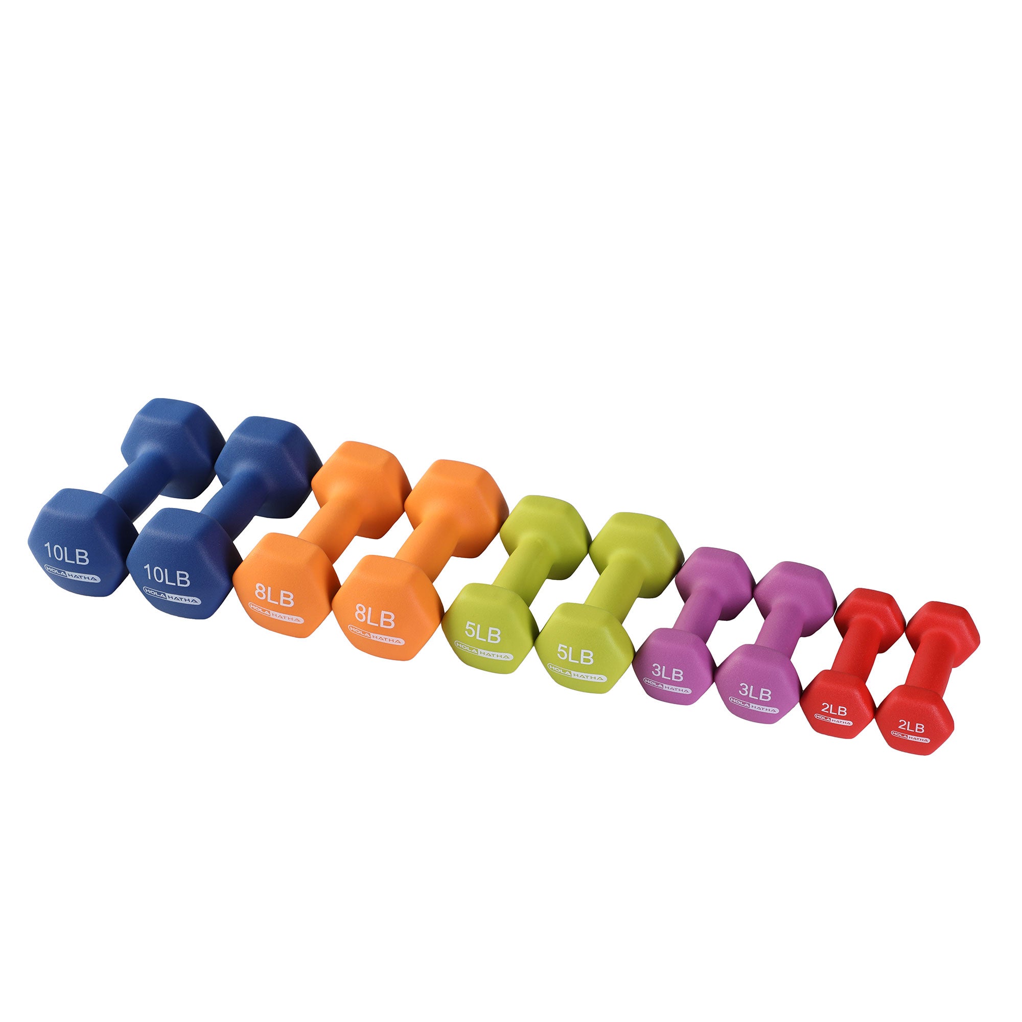 HolaHatha Neoprene Dumbbell Free Hand Weight Set with Storage Rack, Multicolor - Smart-nests