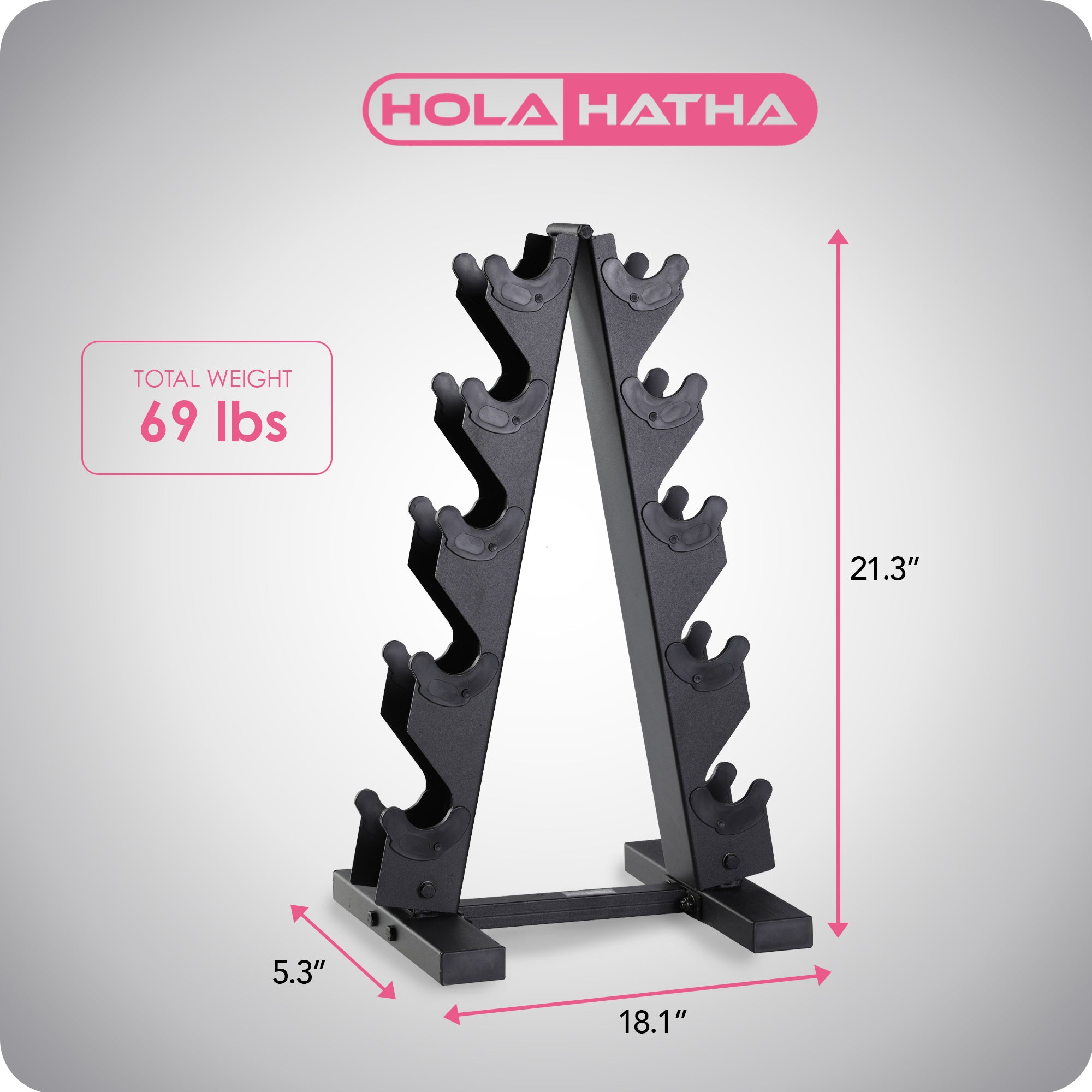 HolaHatha Neoprene Dumbbell Free Hand Weight Set with Storage Rack, Multicolor - Smart-nests