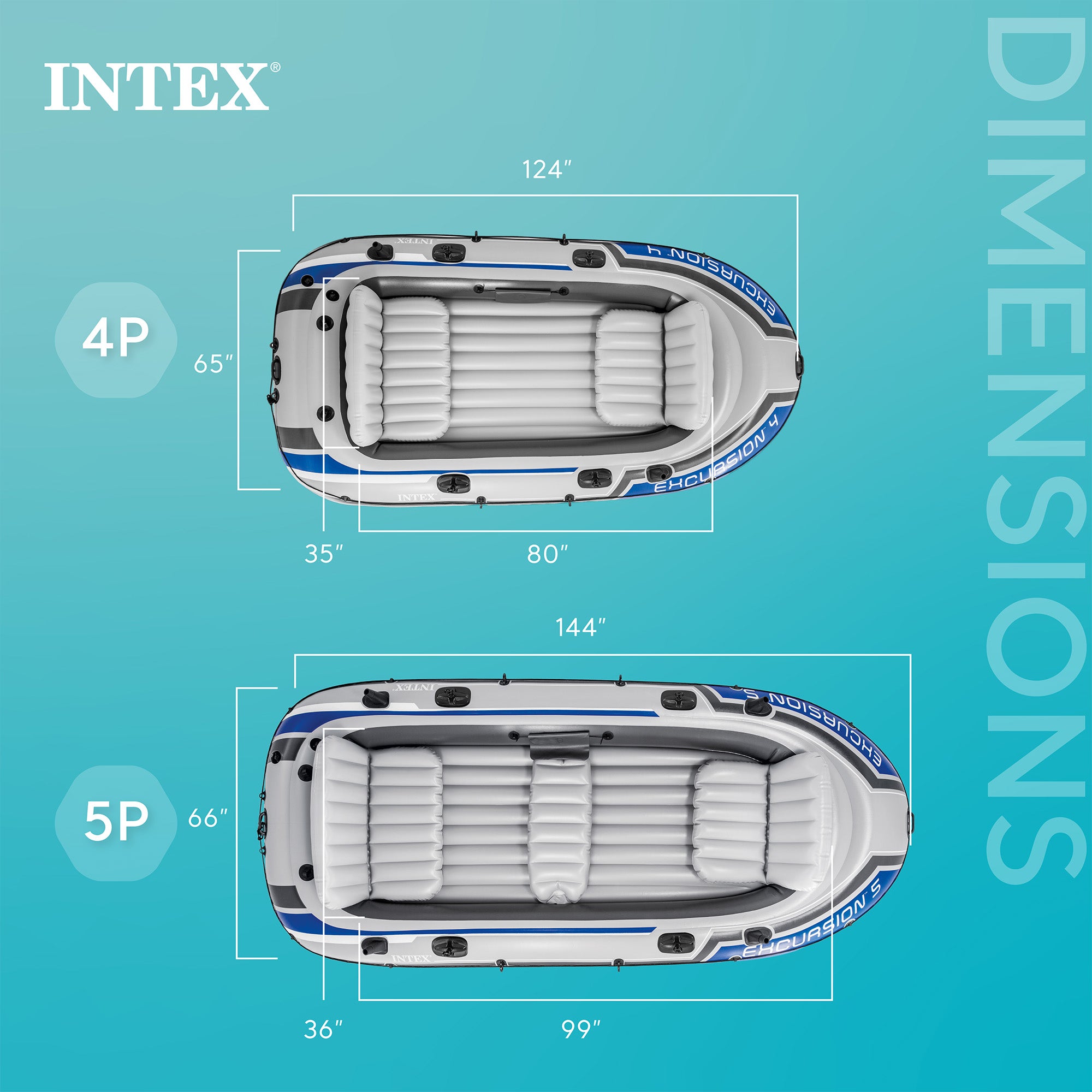 Intex Excursion 4 Person Inflatable Rafting and Fishing Boat Set with 2 Oars - Smart-nests