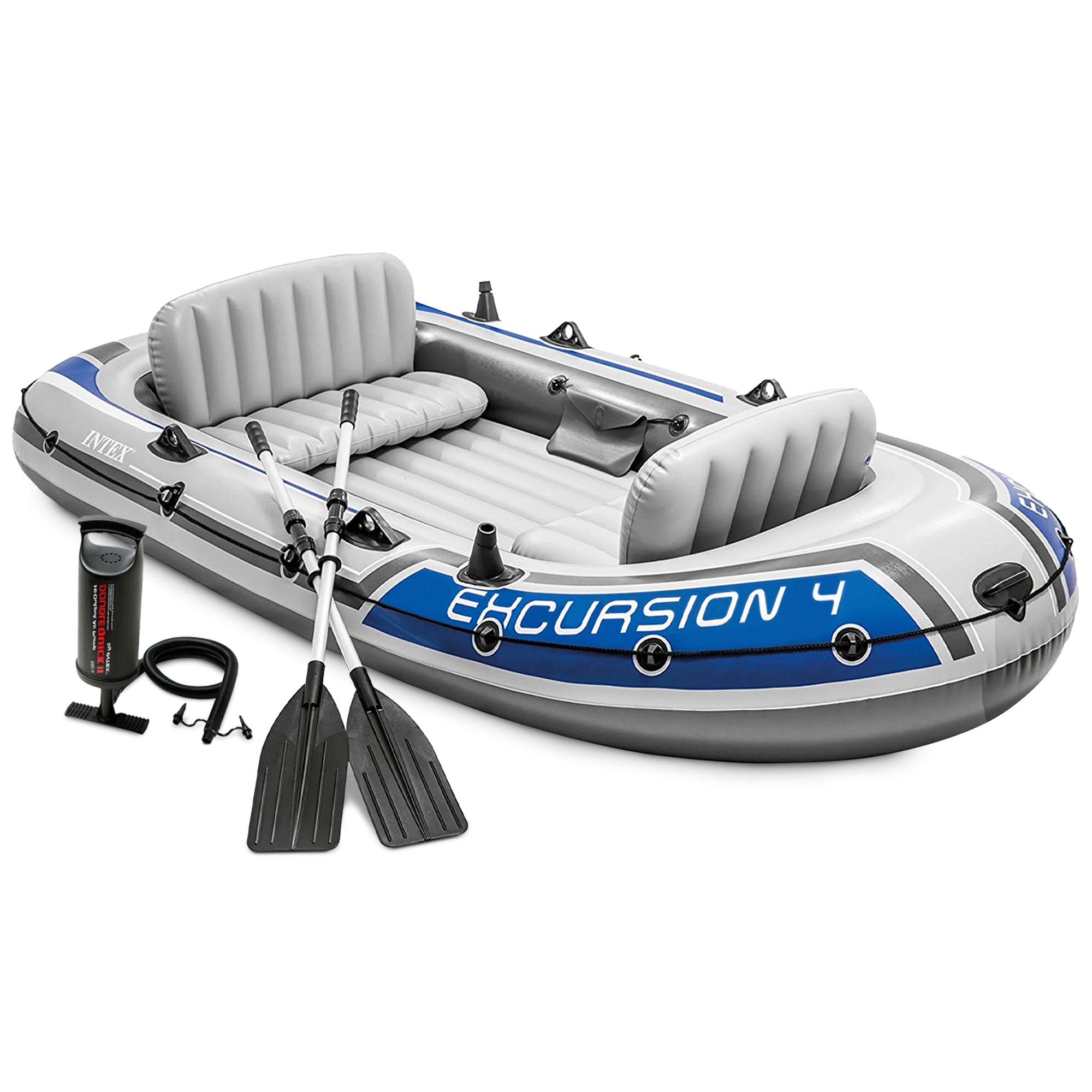 Intex Excursion 4 Person Inflatable Rafting and Fishing Boat Set with 2 Oars - Smart-nests