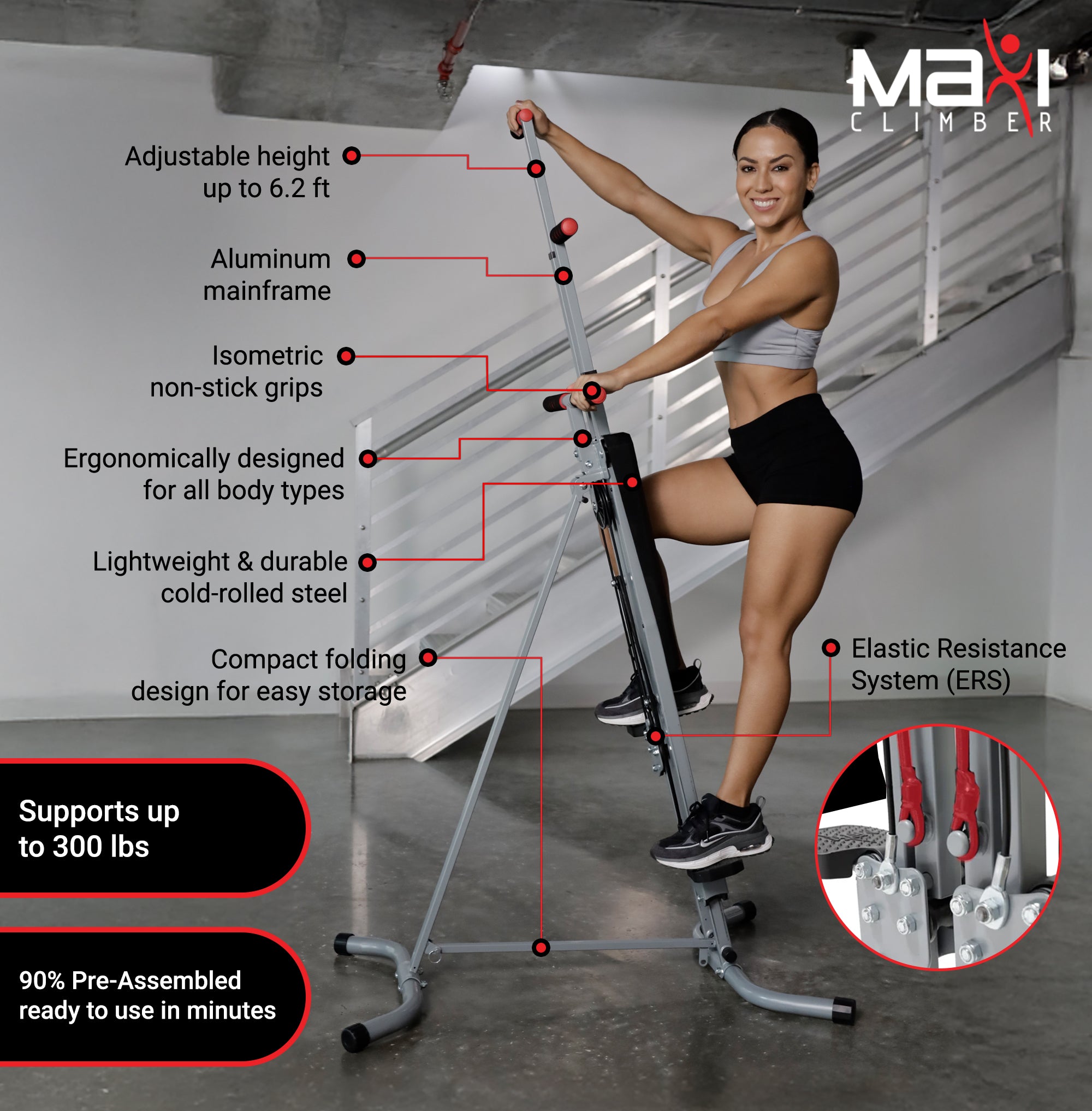 MaxiClimber Vertical Climber Exercise Machine, Home Gym Total Body Equipment - Smart-nests