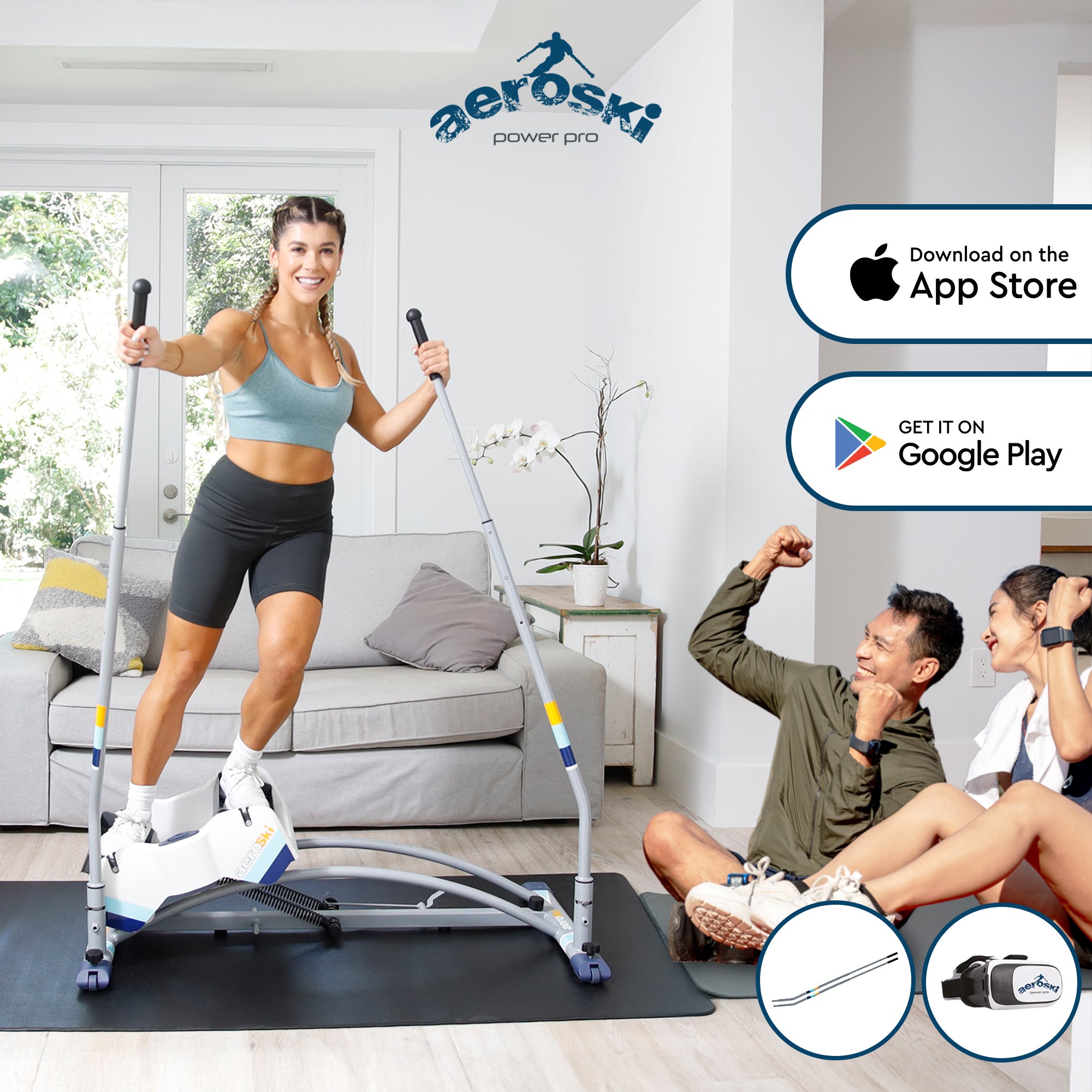 Aeroski 2.0 Ski Fitness Workout Machine with Recoil Spring Resistance, Gray - Smart-nests