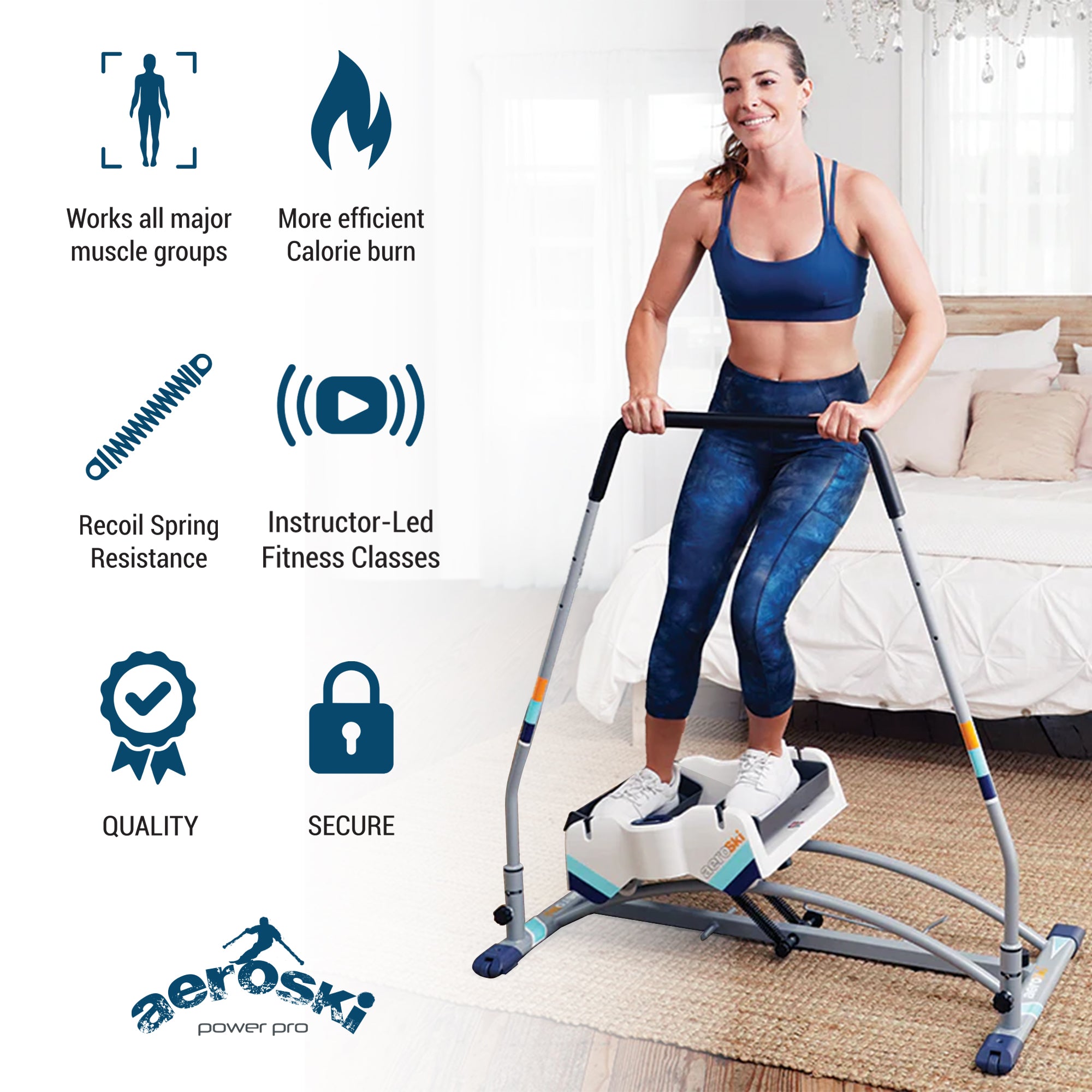 Aeroski 2.0 Ski Fitness Workout Machine with Recoil Spring Resistance, Gray - Smart-nests