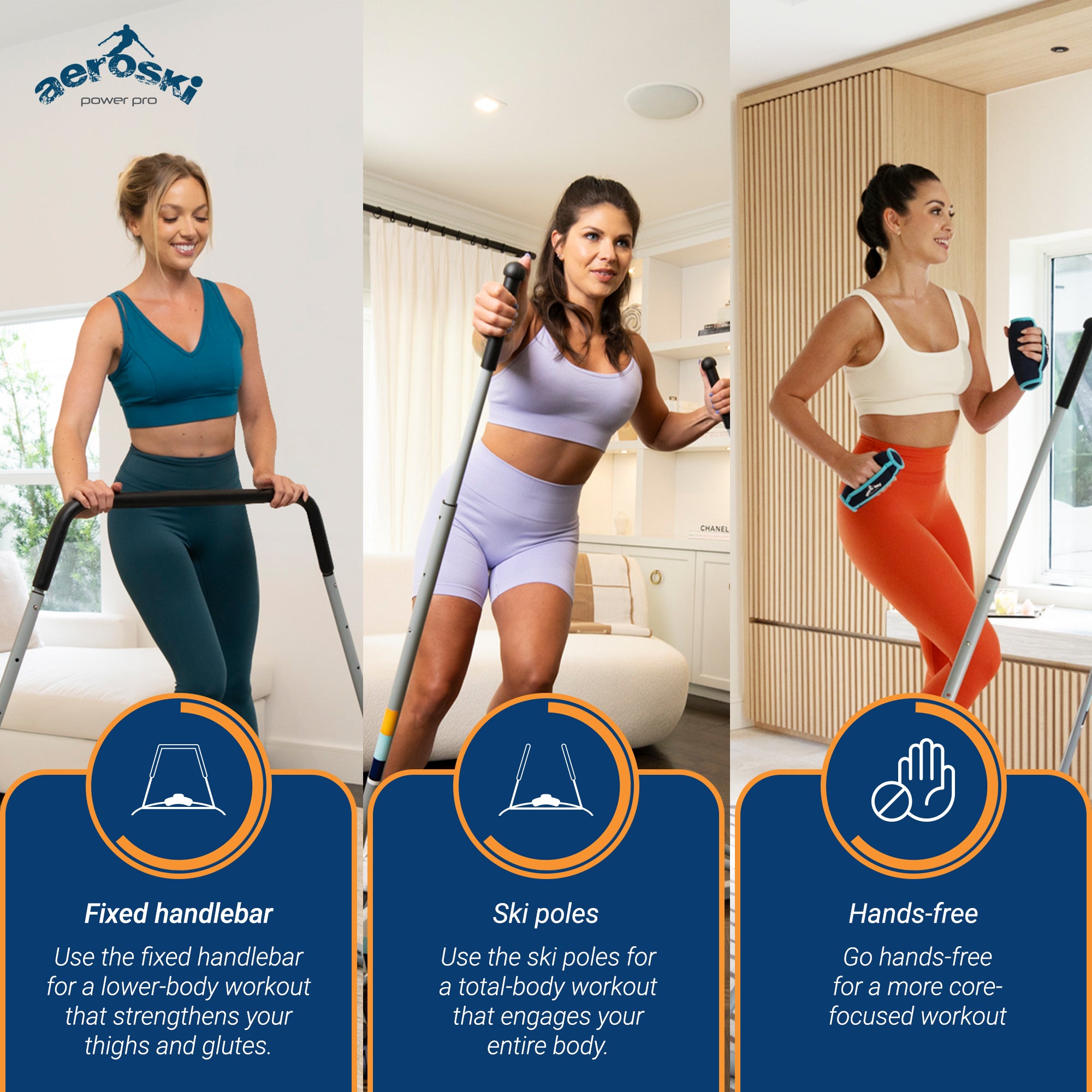 Aeroski 2.0 Ski Fitness Workout Machine with Recoil Spring Resistance, Gray - Smart-nests