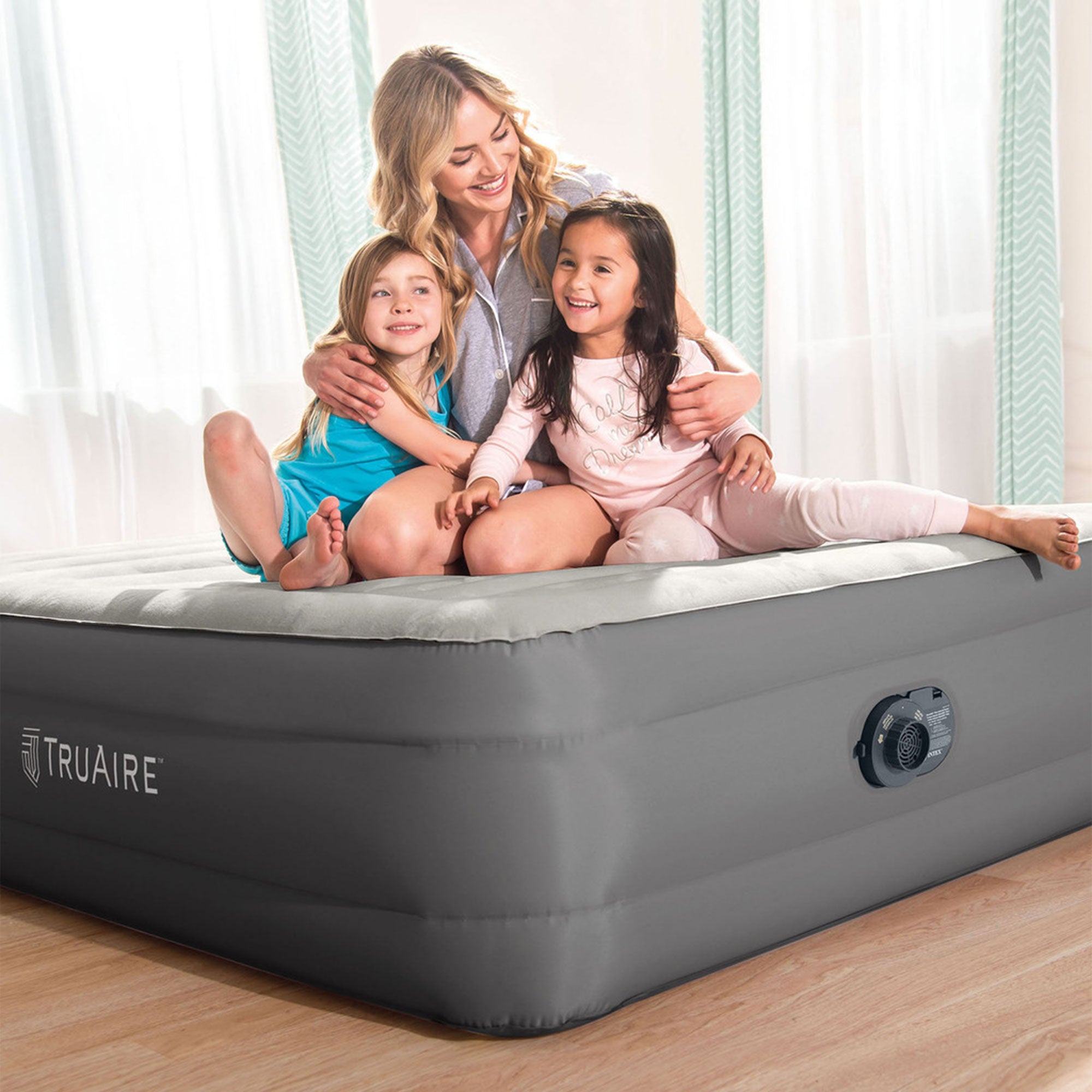 Intex TruAire Luxury Queen Air Mattress Airbed w/ Lumbar Support & Built in Pump - Smart-nests
