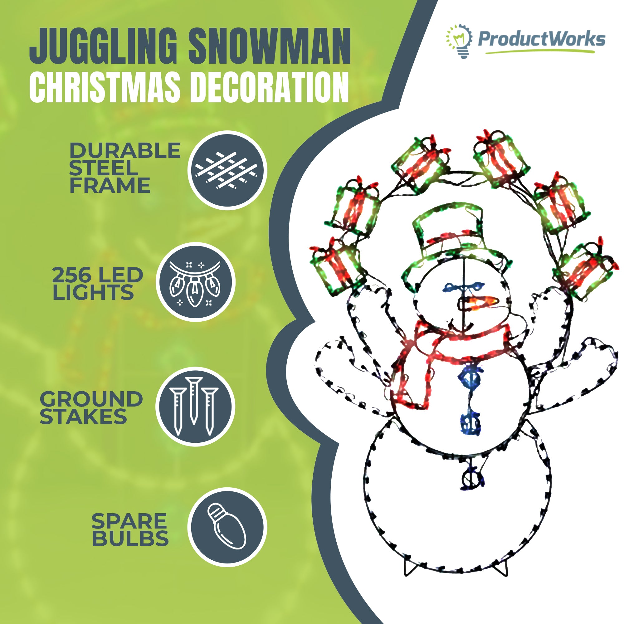 ProductWorks 60" Pro-Line LED Animation Juggling Snowman Christmas Yard Decor - Smart-nests