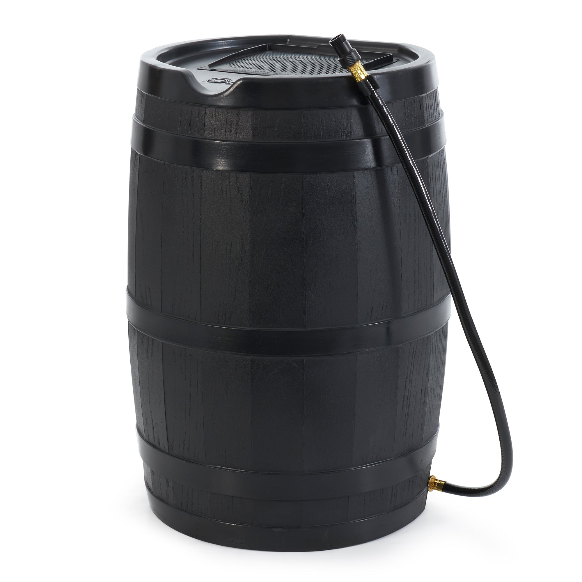 FCMP Outdoor RC45 45 Gallon Outdoor Rain Water Catcher Barrel Container, Black - Smart-nests