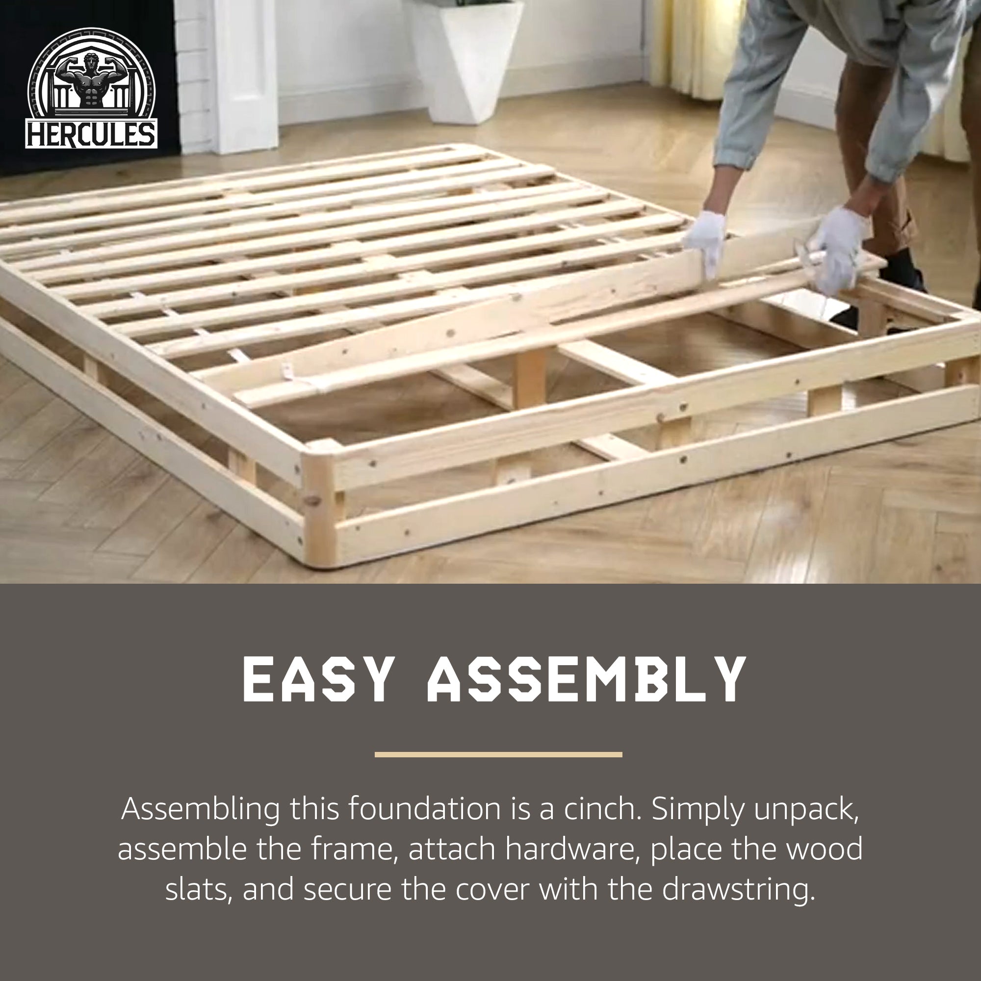 Hercules 4 Inch Low Profile Foundation Mattress Box Spring Replacement, Queen - Smart-nests