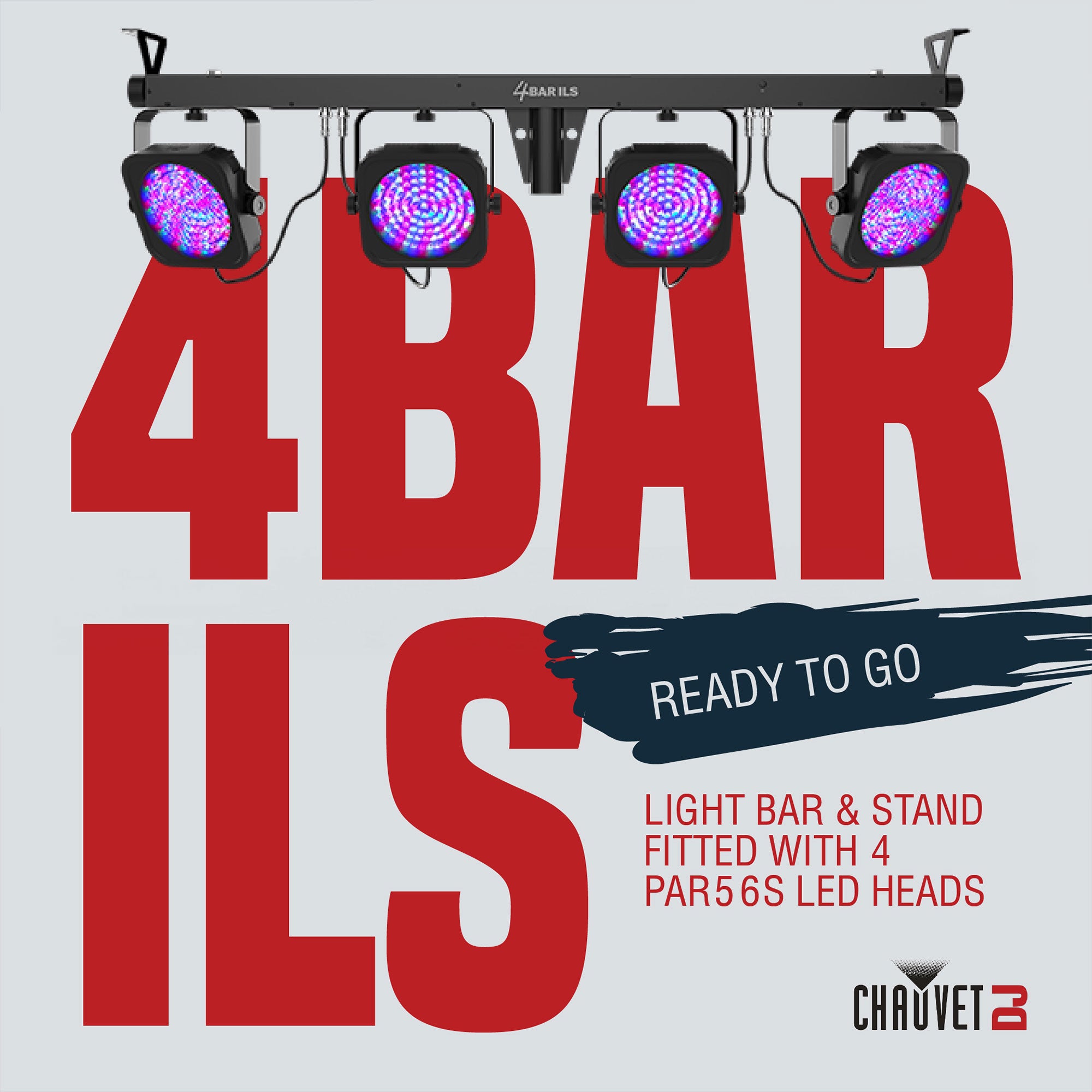 CHAUVET 4 BAR 4BAR DMX LED Stage Wash Light System w/ Case, Foot Switch & Tripod - Smart-nests