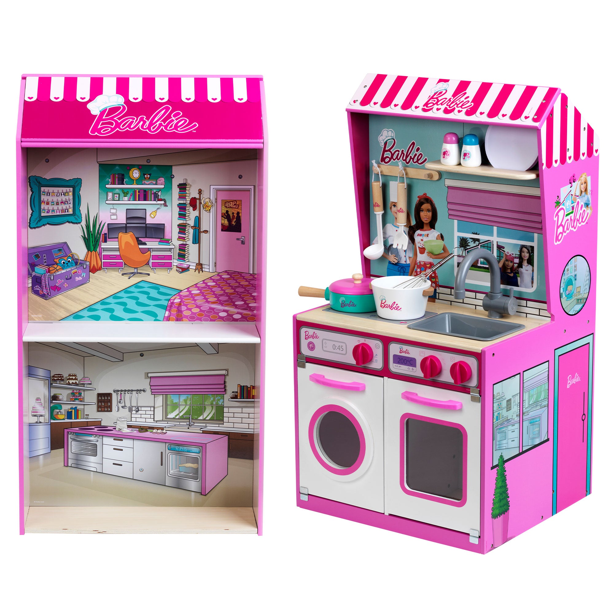 Theo Klein 2 In 1 Barbie Pretend Play Toy Kitchen and Dollhouse for Kids 3 & Up - Smart-nests