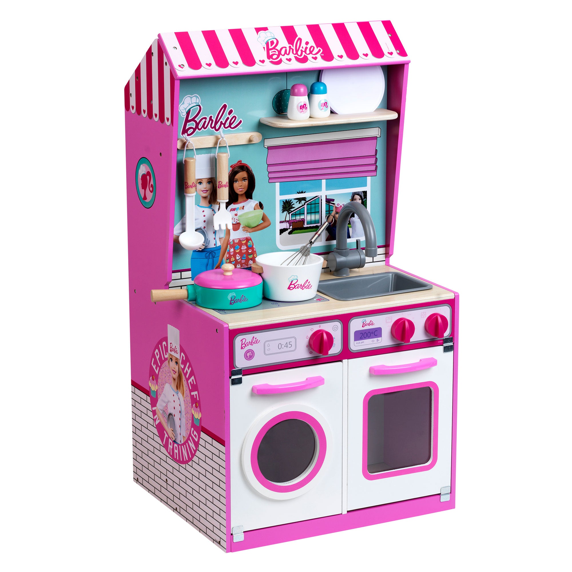 Theo Klein 2 In 1 Barbie Pretend Play Toy Kitchen and Dollhouse for Kids 3 & Up - Smart-nests
